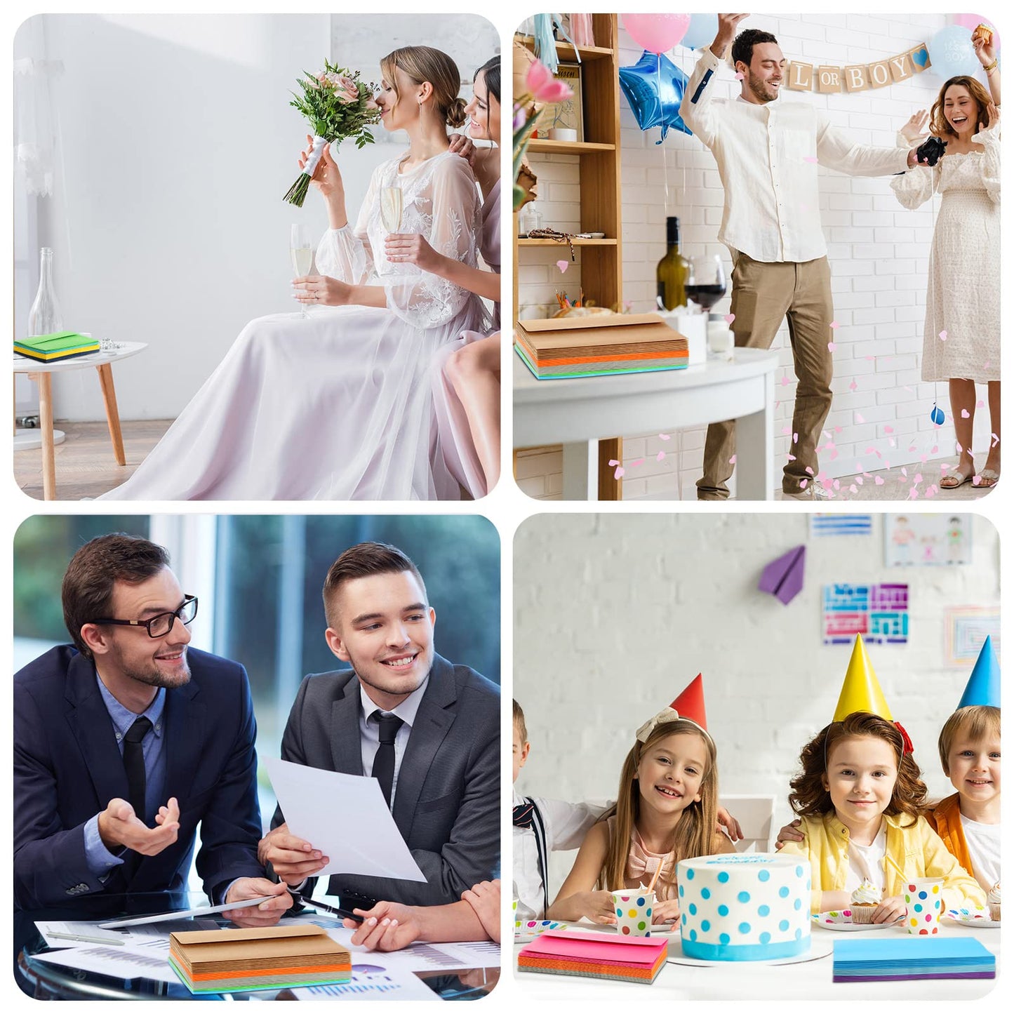 SATINIOR 300 Pieces Invitation Envelopes V Flap Envelopes with Peel and Press Seal Mailing for Letters, Photos, Cards, Wedding, Baby Shower (Multicolor, A9)