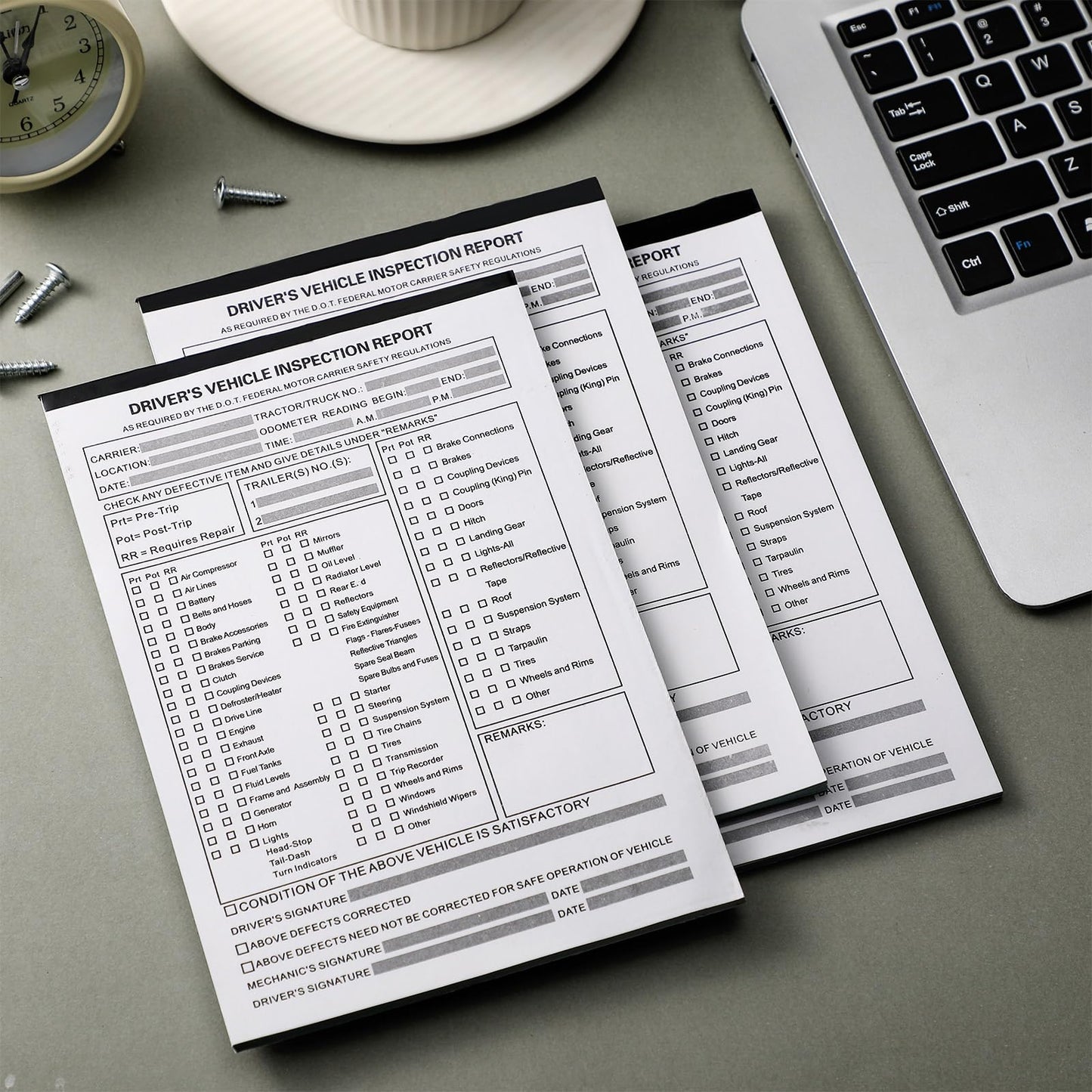 Motiskyy 20 Pack Detailed Driver's Vehicle Inspection Report Book 5.5 x 8.5 Daily Pre Trip Inspection Report 2-ply Carbonless for Drivers and Truckers, 31 Sets of Forms per DVIR Book