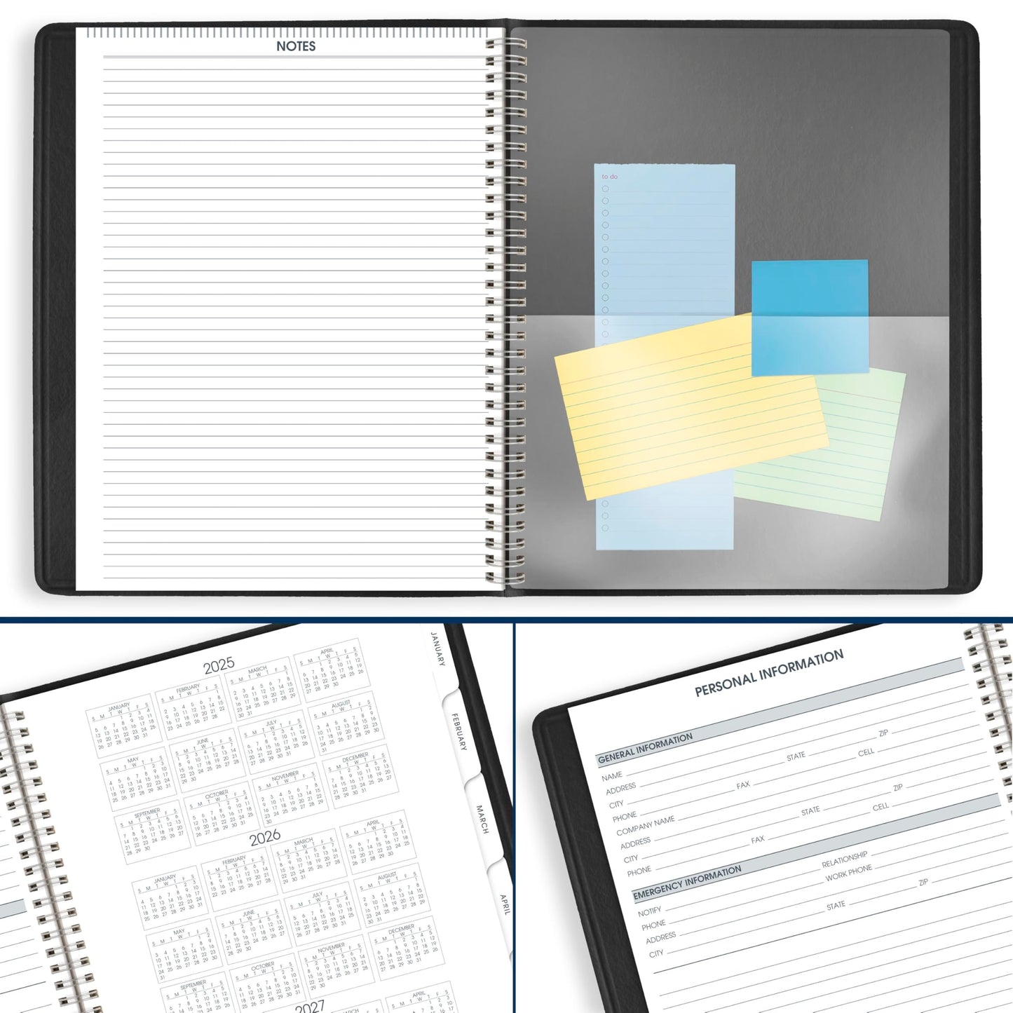 AT-A-GLANCE 2026 Appointment Book Planner, Weekly & Monthly, 8-1/4" x 11", Quarter-Hourly, Triple View, Black (70950V0526)