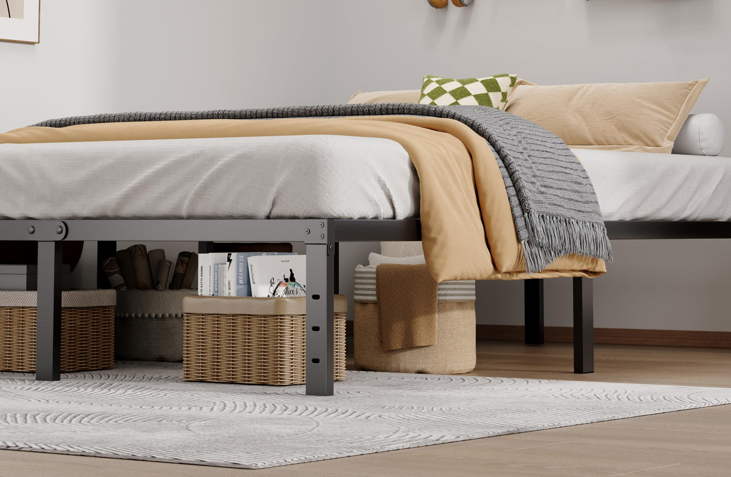 LUMUNANCE Metal Bed Frame Full Size - 14 Inch Heavy-Duty Full Platform Bed Frame No Box Spring Needed, Easy Assembly, Noise-Free, Sturdy Mattress Foundation, Underbed Storage Space