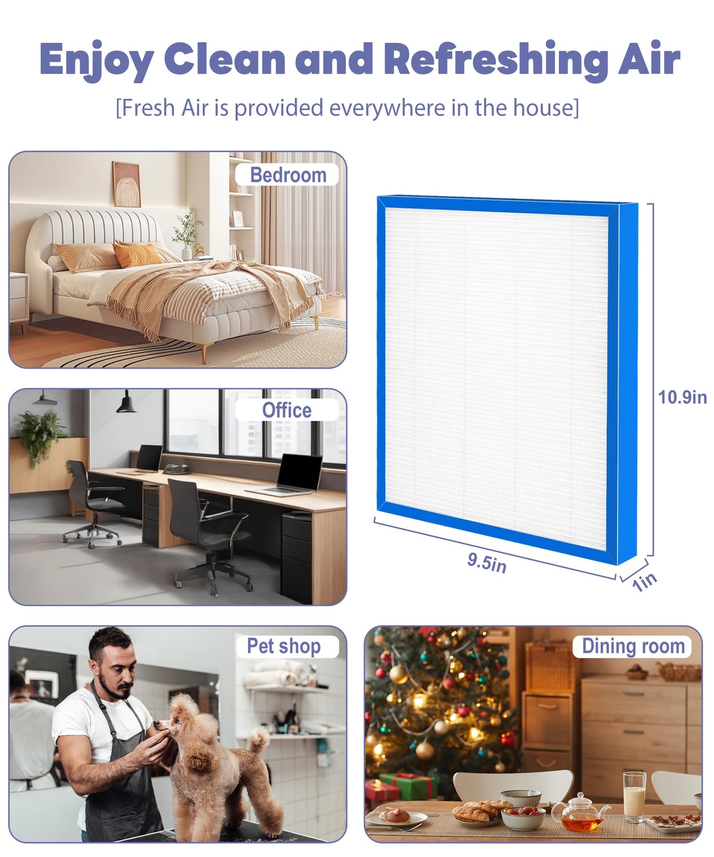 Popurure AF-10FL Replacement Filter Compatible with HoMedics Air Purifier AF-10 AP-15 AR-10 Filter, Part Number AF-10FL AP-15CRF AF-15, with 2 HEPA Filter + 4 Activated Carbon Pre-filters
