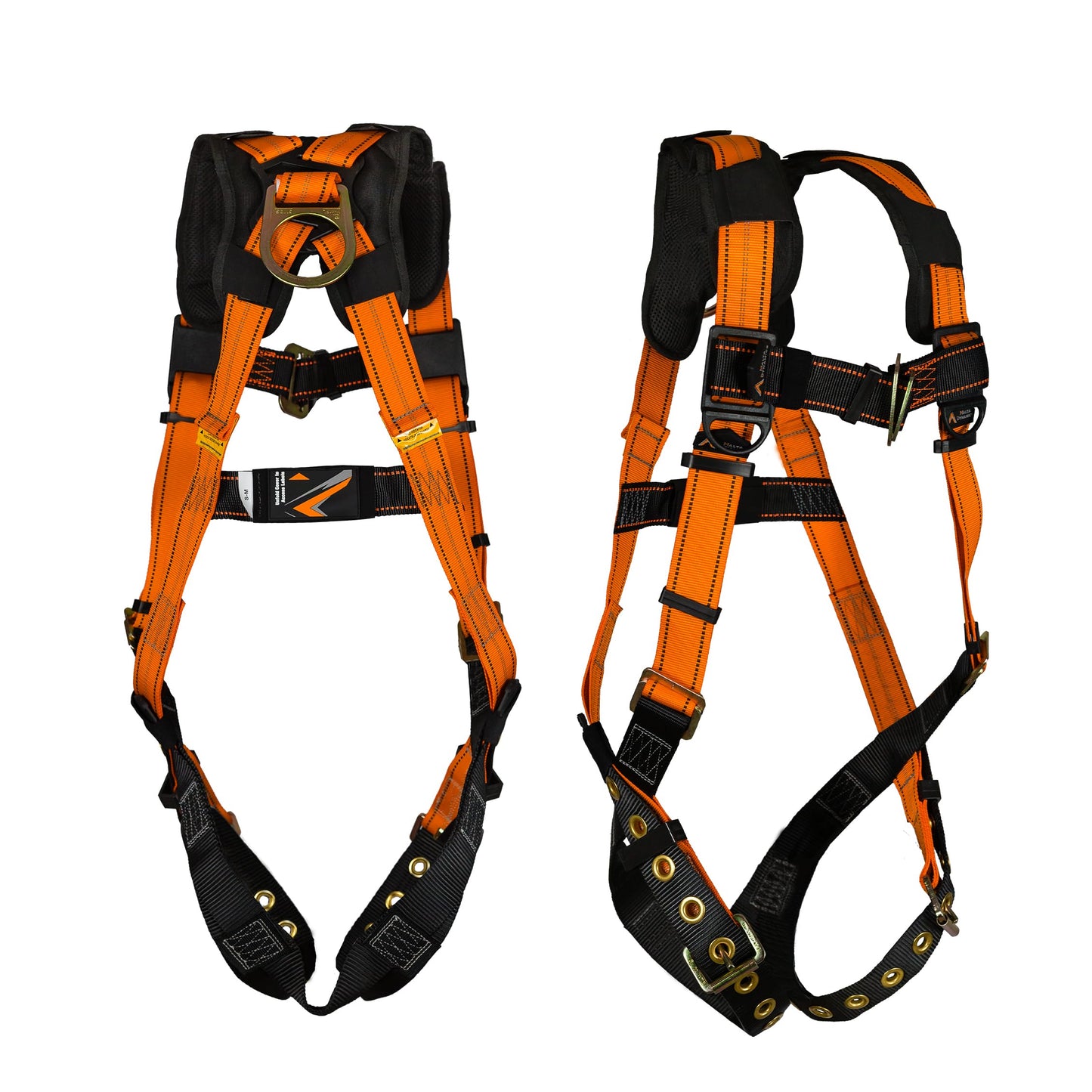 Malta Dynamics Warthog Safety Harness Fall Protection with Tongue Buckle Legs & X-Pad, Full Body Harness for Safety and Protection, Construction and Roofing Harness - OSHA/ANSI Compliant (S-M)