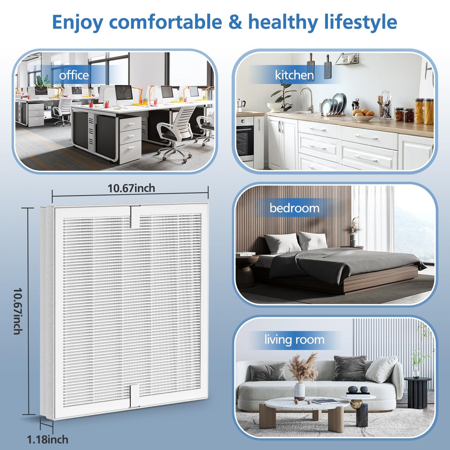 E-300L Replacement Filt-er Compatible with MOOKA and MOOKA FAMILY, H13 True HEPA Filt-er Replacement for Large Room (2 Pack)