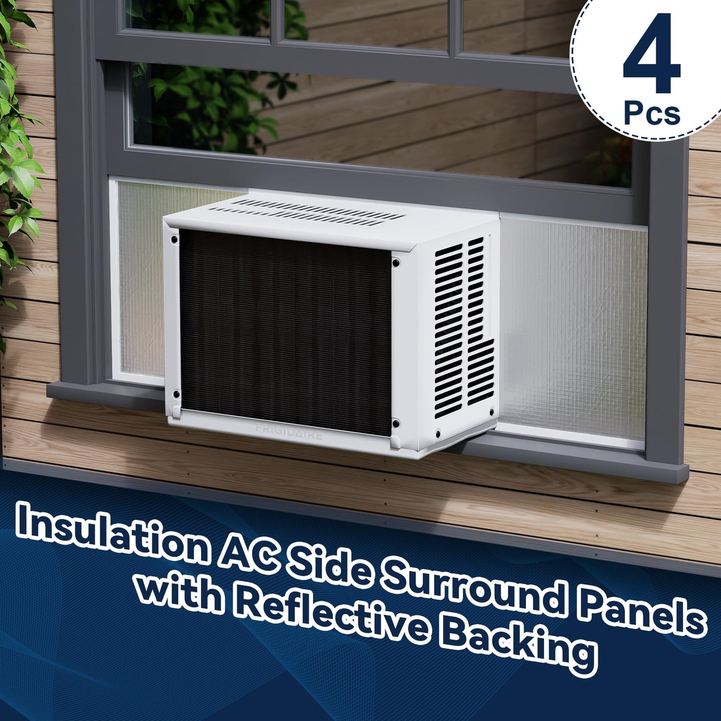 Pearwow 4 Pack Window Air Conditioner Side Panels,17" x 9" x 1" Insulated Foam Panels, Insulation AC Side Surround Panels Kit for Window AC Units,AC Window Seal Kit with Top Seal Strip