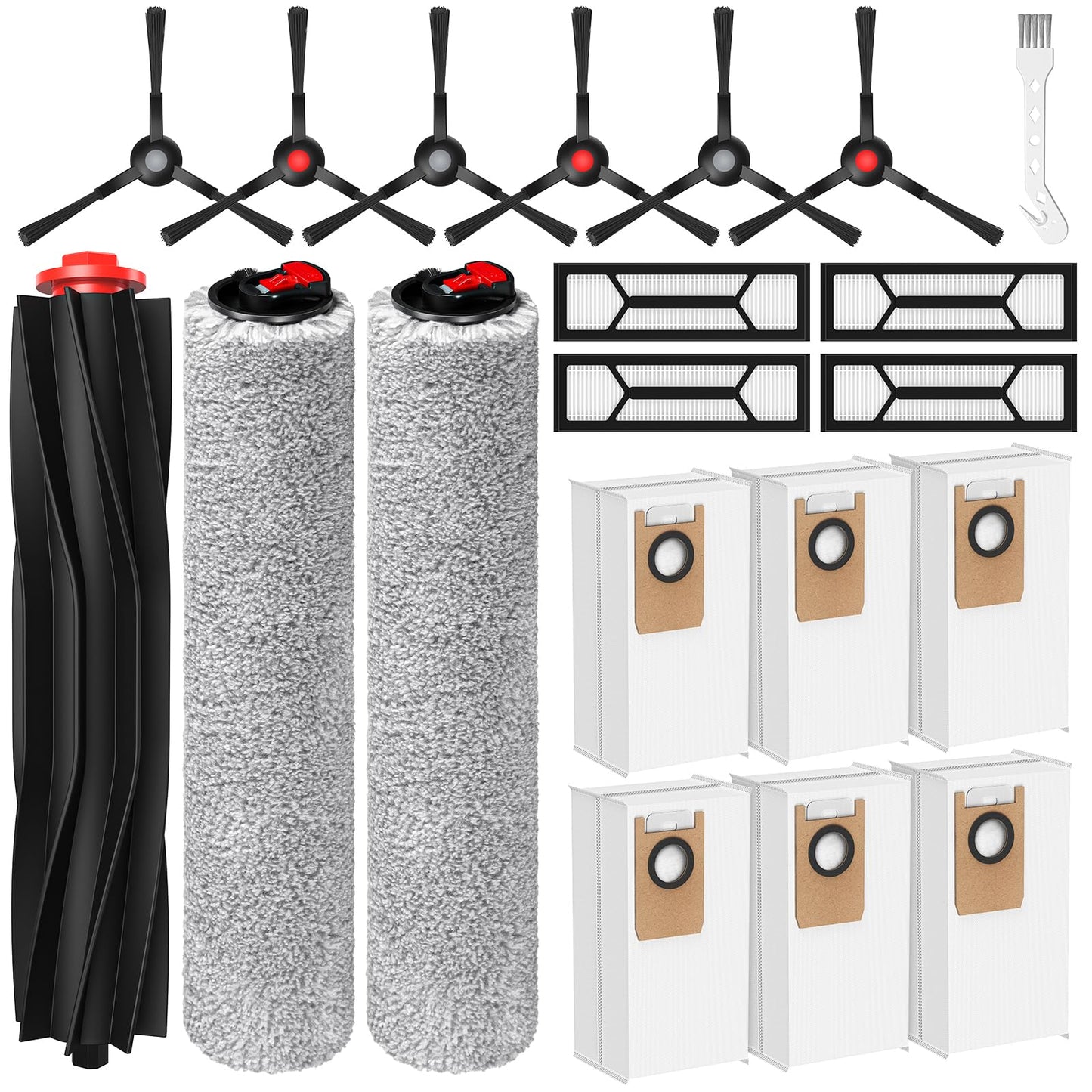 Omni S1 Pro/S1 Accessory Kit for eufy S1, Omni S1 Pro Robot Vacuum Replacement Parts, Include 1*Main Roller Brushes, 2*Mopping Rollers, 6*Side Brushes, 4*HEPA Filters, 6*Dust Bags, 1*Cleaning Tool