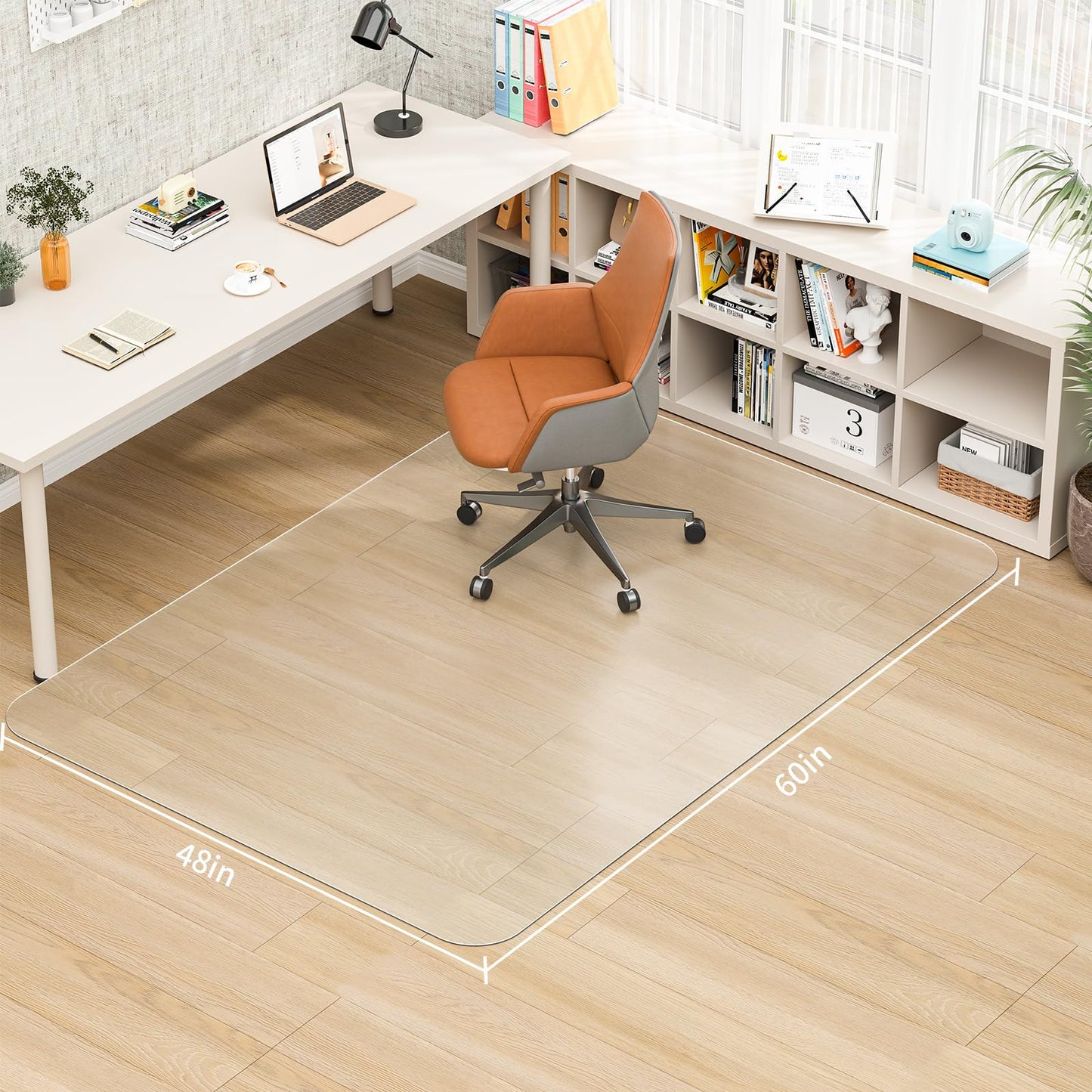 MESHDO Office Chair Mat for Hardwood Floor, 48" X 60" Desk Chair Mat for Hard Floors, PVC Clear Floor Protector for Home and Office Floor Mat - Can't be Used on Carpet