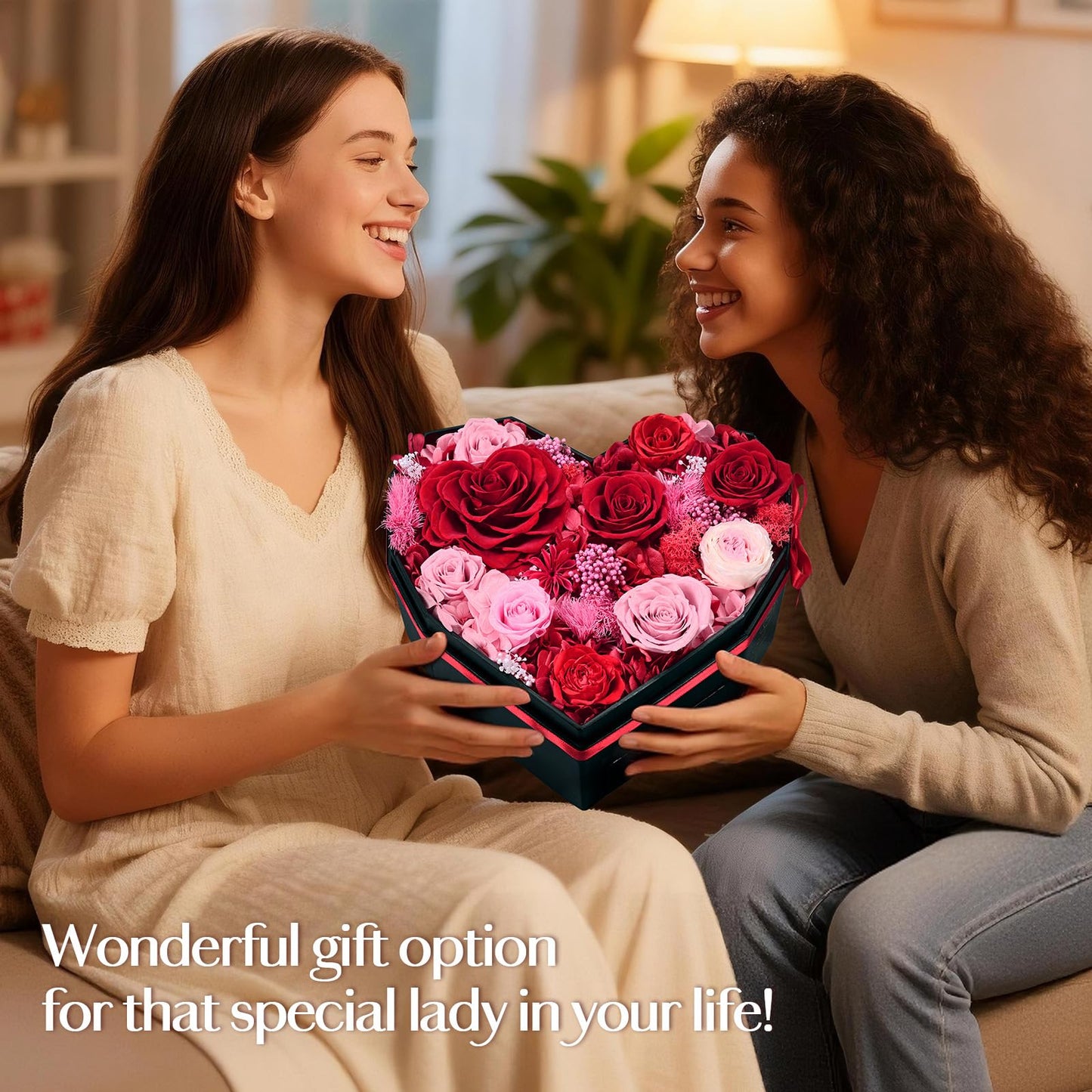 MARTINE MALL Forever Flowers for Delivery, Mothers Day Birthday Gifts for Women Mom 10 Preserved Real Roses in a Box Gifts for Girlfriend Wife Grandma Lasting Eternal Flowers with Necklace, Red