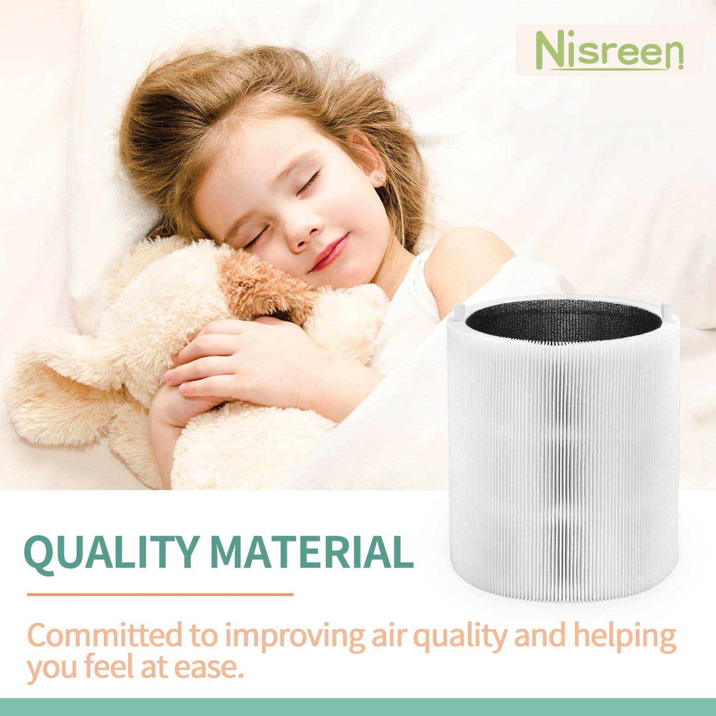 Nisreen Blue Pure 311i+ Max Replacement Filter Compatible with Blueair Blue Pure 311i+ Max Air Pu-rifier F3MAX+, H13 True HEPA and Activated Carbon 2-in-1 F3MAX+ Replacement Filters, 1 Pack