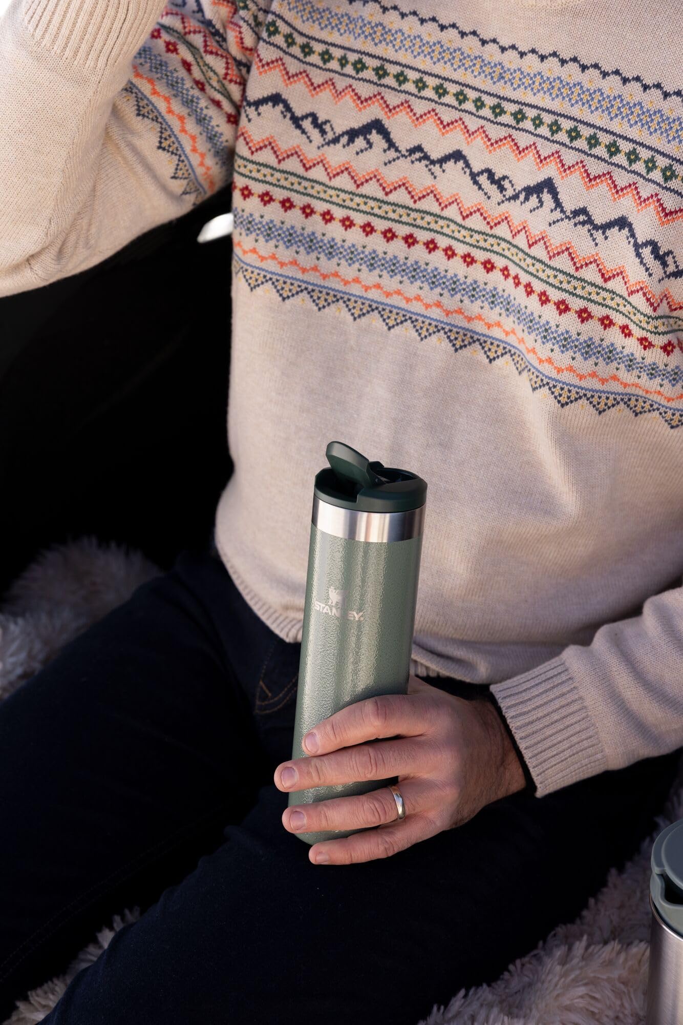 Stanley AeroLight Transit Bottle 20 oz Locking Drink Through Lid Leak Resistant Water Bottle or Coffee Travel Mug Lightweight Insulated Stainless Steel BPA-Free Cream
