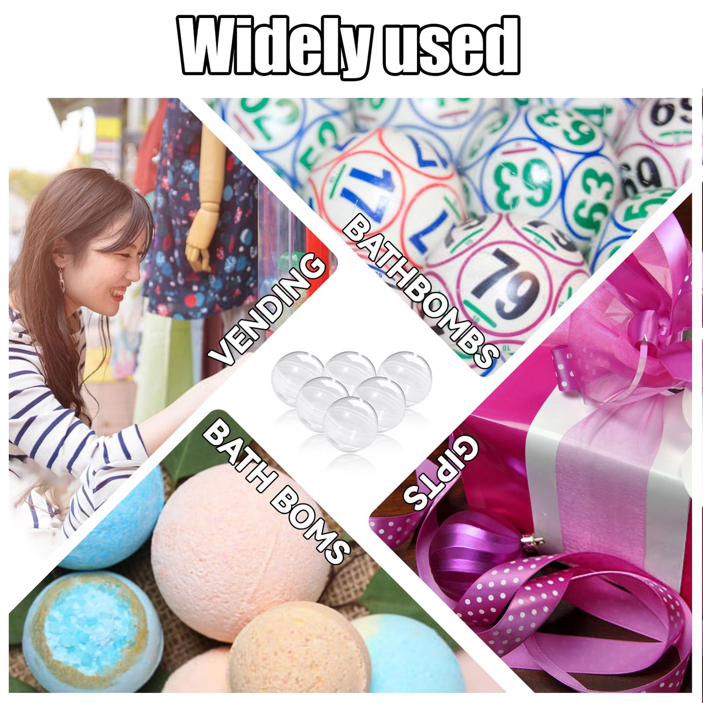 TANEMUDO 320 Pcs Gumball Vending Machine Capsules 2 Inch Empty Round Capsules Clear Plastic Small Toy Containers for Prizes Party Favors Supplies (Clear )