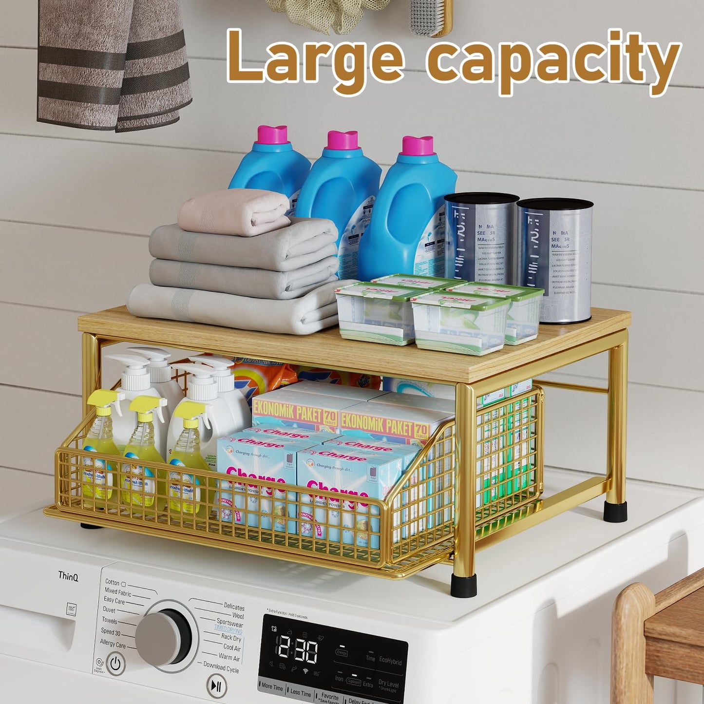 Funecy Coffee Pod Drawer Holder,Coffee Machine Storage Rack,Home Kitchen Counter Coffee Bar Organizer,Storage Basket Drawer (Gold)