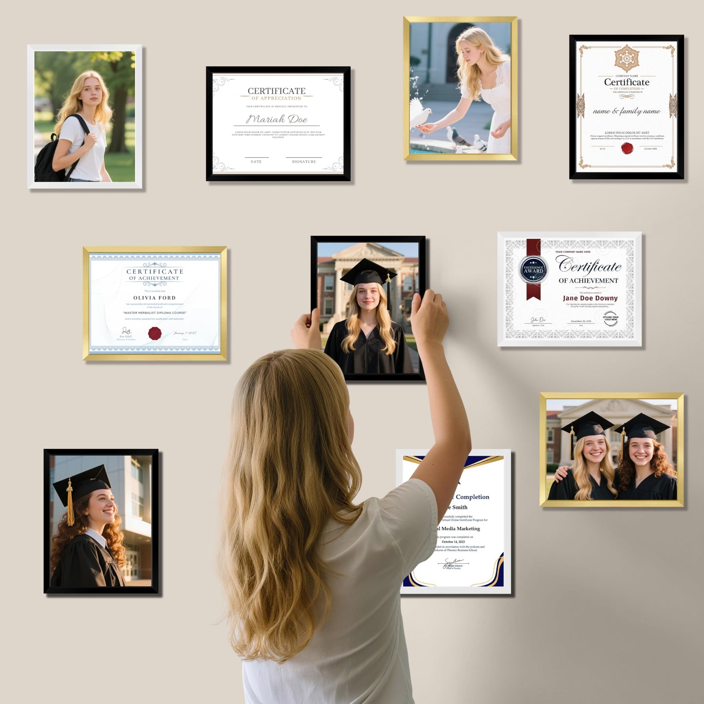 NEXCOVER Diploma Frame Black 10 Pack, 8.5 x 11 Certificate Frame with HD Plexiglass, 8.5 by 11 Picture Frames for Documents, Photos, Posters, Artworks, Horizontal and Vertical Wall Display
