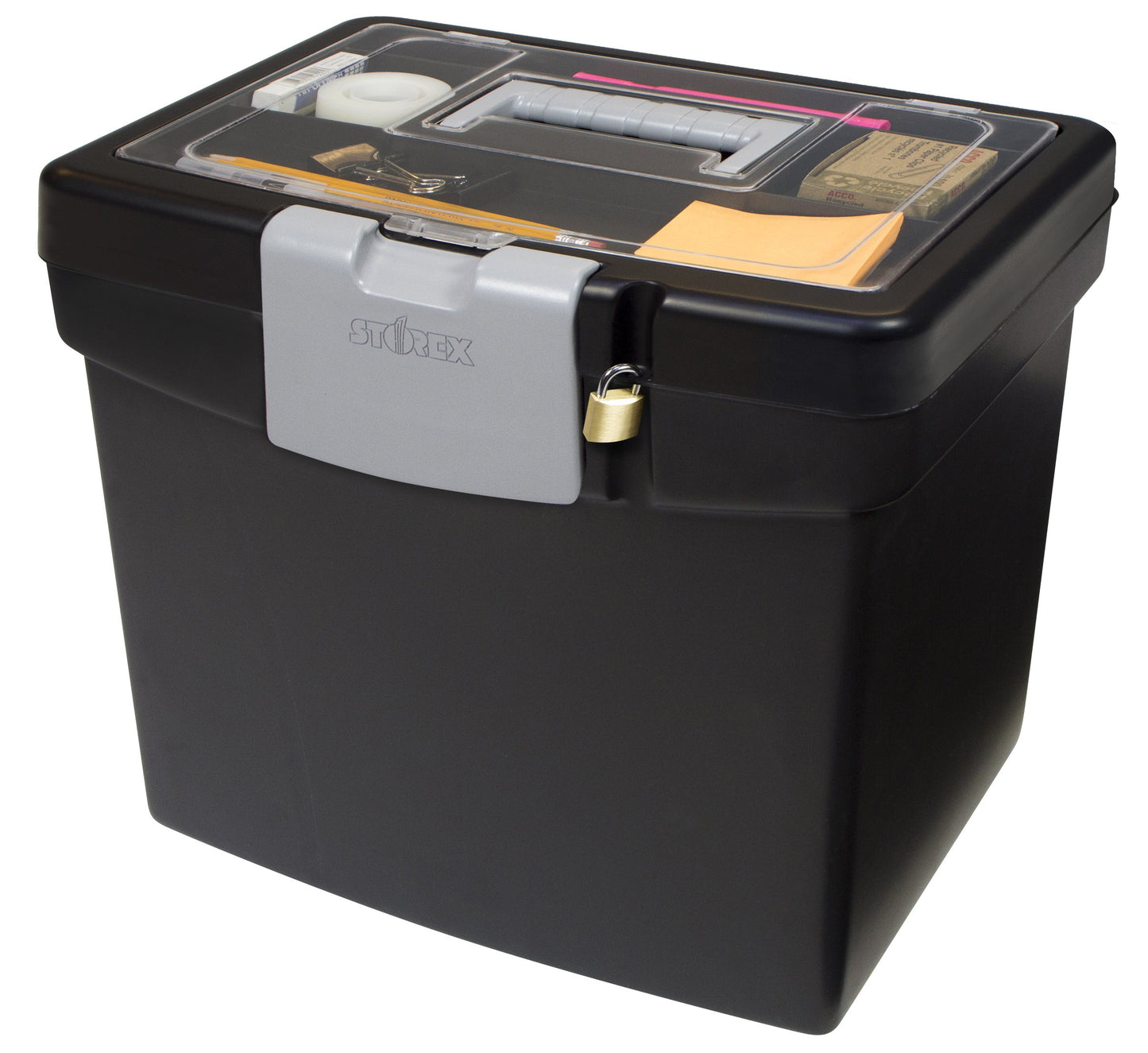 Storex File Storage Box with XL Storage Lid, Black, 2-Pack
