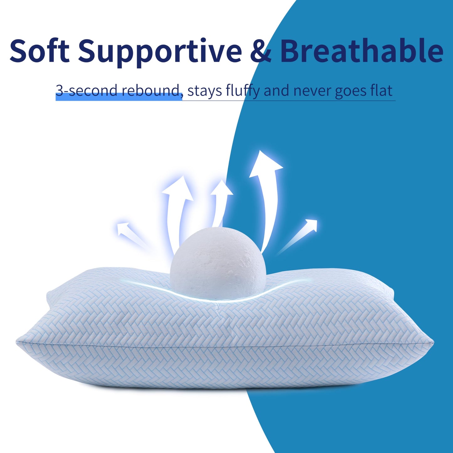 DOWNCOOL Cooling Pillow Queen Size Set of 2, Adjustable Shredded Memory Foam Pillows for Sleeping, Cool Bed Pillows for Hot Sleepers, Supportive Firm Pillow for Side Back Stomach Sleepers, 20X30
