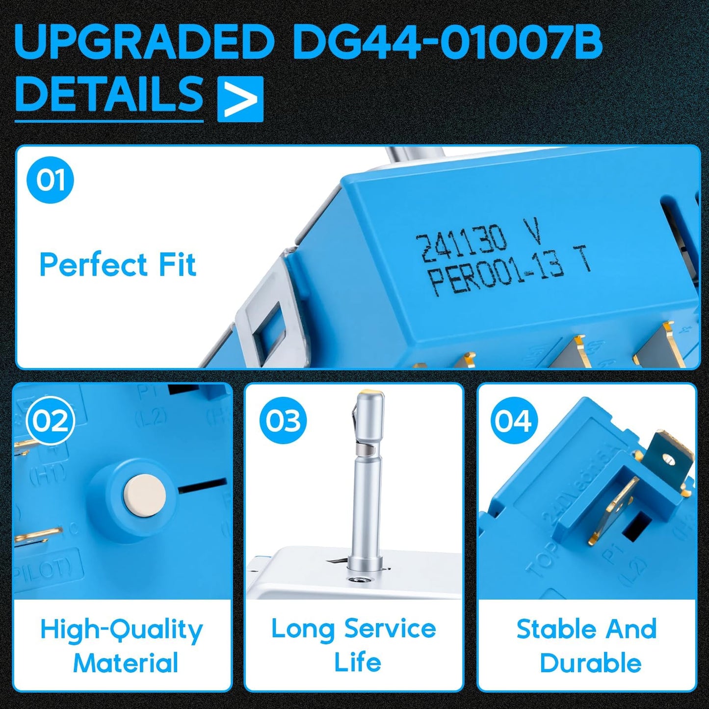 Upgraded DG44-01007B PER001-13T Dual Triple Burner Infinite Switch for Samsung Range Cooktop Surface Element Control, Replaces DG44-01007A PER001-03 PER001-13T 4929395 AP6003098 PS11735755 EAP11735755