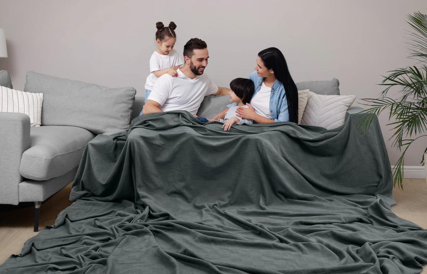 Utopia Bedding 100% Cotton Thermal Blanket Smoke Gray Big Size Soft, Lightweight, Breathable, Cozy Spring and Summer Blankets for Bed, Home Room Decor Gifts for Women and Men (120x120 Inches)