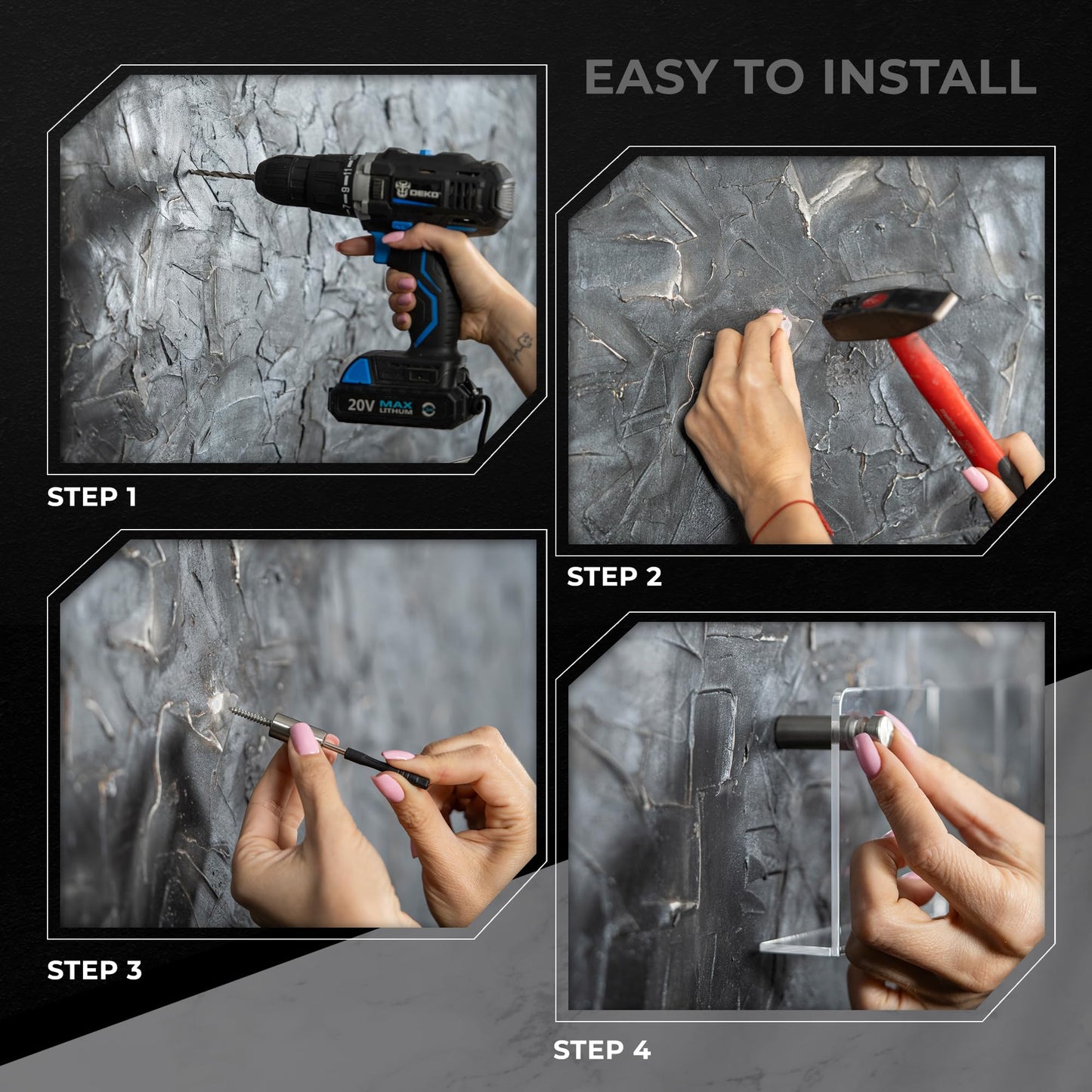 Acrylic Brochure Holder Wall Mount - Aesthetic Design, Optimized Shape, Pamphlet Holder Wall Mount - Perfect for Flyer Stand, Wall Brochure Holder - Ideal for Shop Owners & Professionals (4 Pockets)