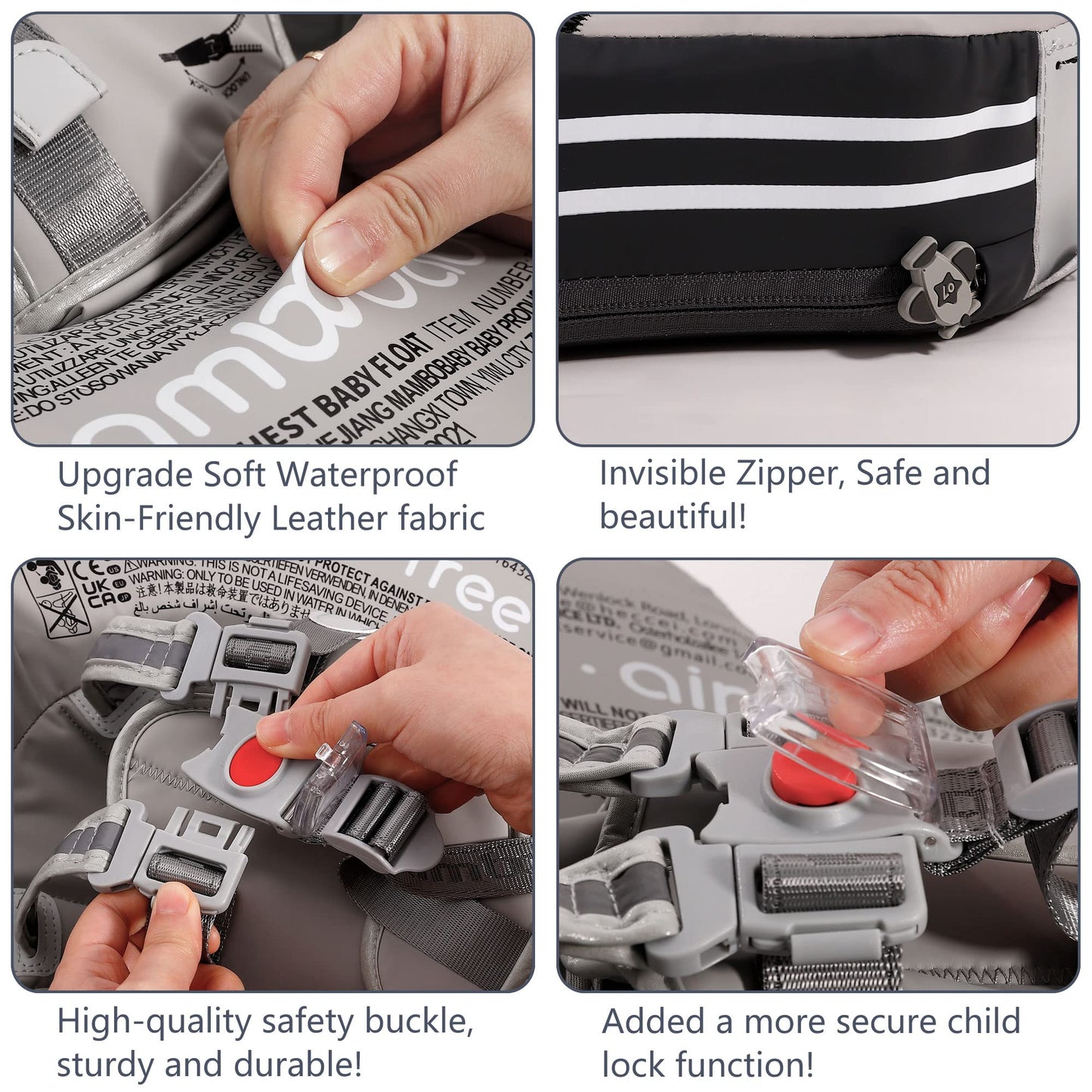 Mambobaby Float with Canopy Add Tail Baby Float No.7 Airplane Non-Inflatable Solid Baby Pool Float Infant Swim Trainer Swimming Ring for Infant Toddlers 3-48 Months, Gray