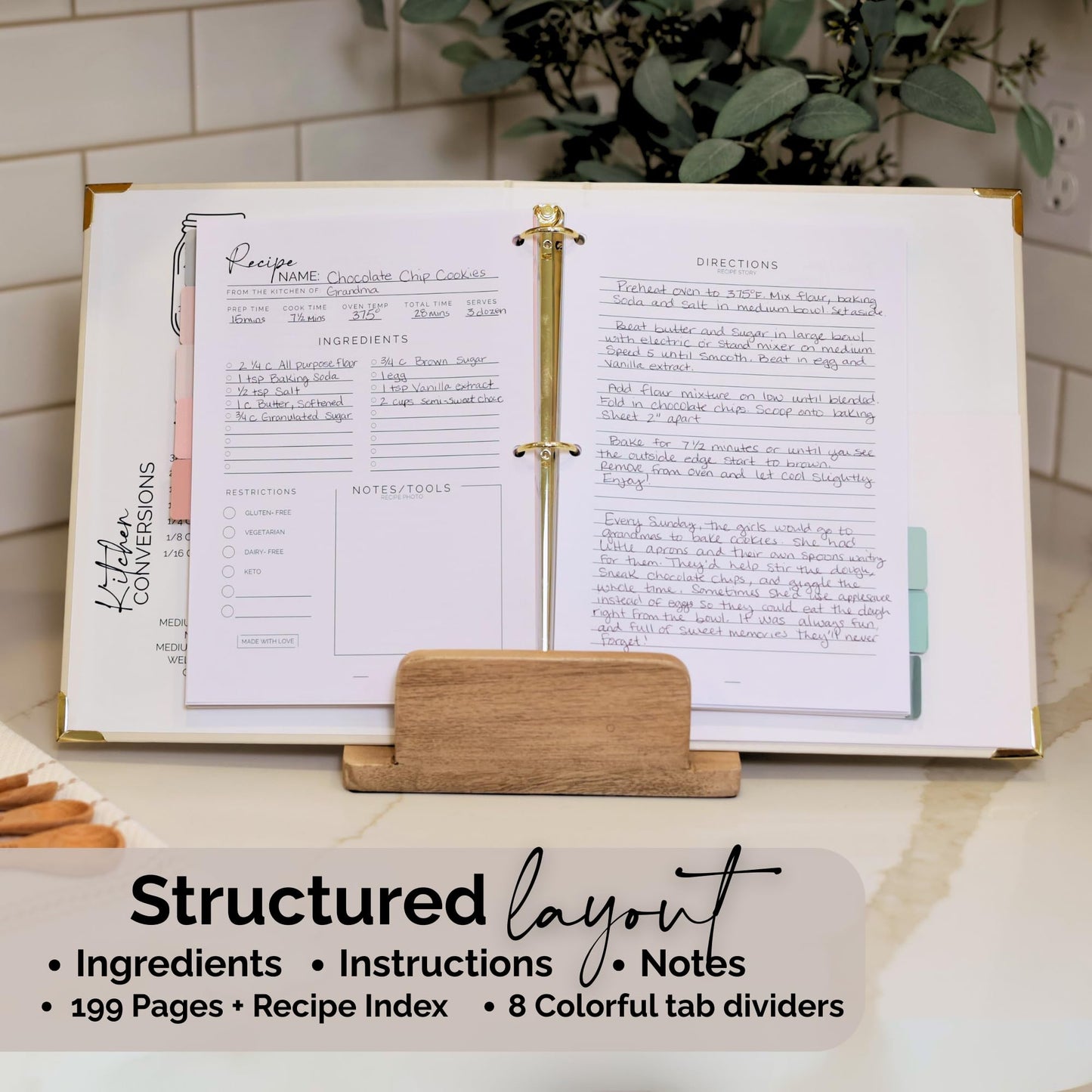 Bloom & Haven Recipe Book to Write in Your Own Recipes | Waterproof Recipe Book | Beautiful Blank Cookbook to Organize Your Recipes | Perfect Family Recipe Journal (Green)