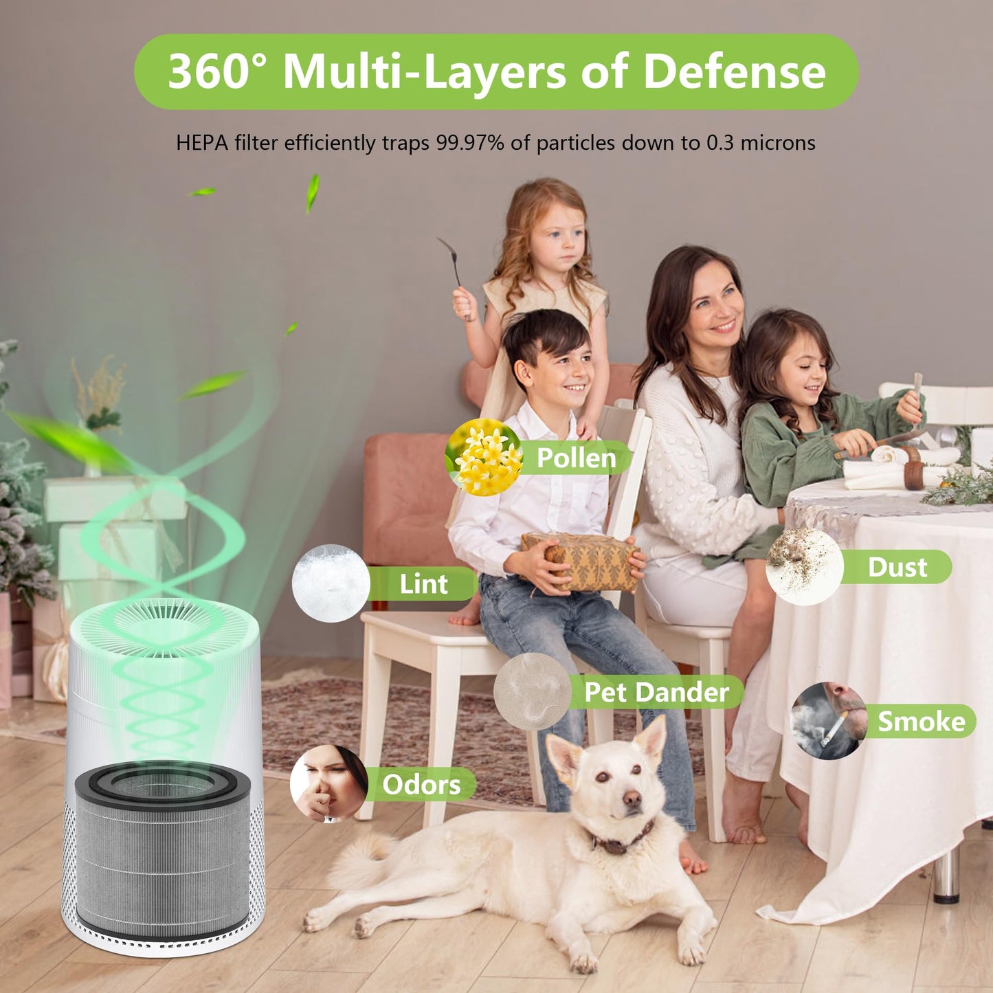 AC2224A Replacement Filter Compatible with Amazon Basics AC2224A Air Purifier, 3-in-1 Filtration System HEPA Filter with Activated Carbon, #2224RF 2Pack