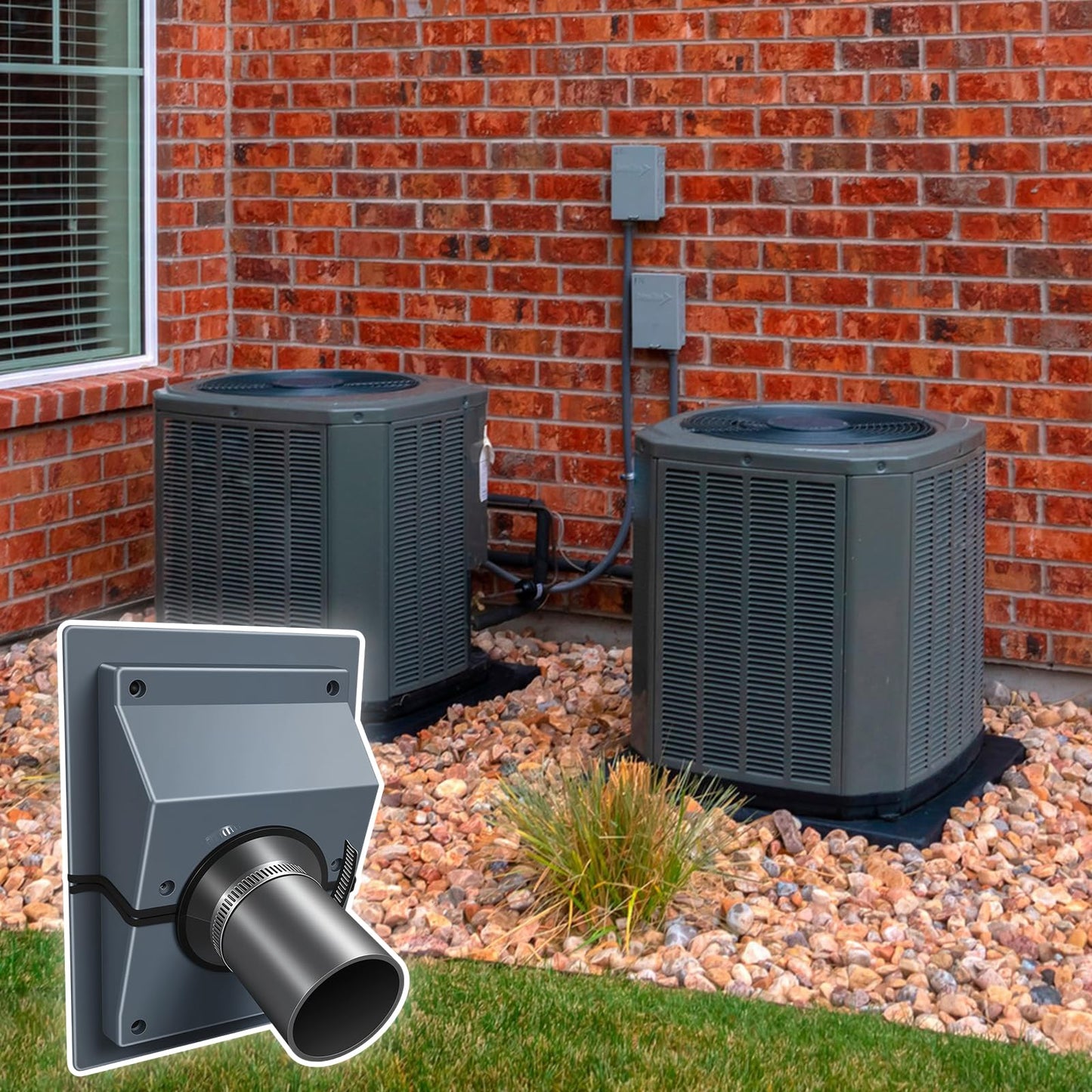 2PCS-HVAC Wall Penetration & Line-Hide Cover Kit, 2-Piece Split Design for Easy Installation, Universal Seal for Brick & Siding, Protects Mini Split/Ductless AC Line Sets from Sun & Weather black