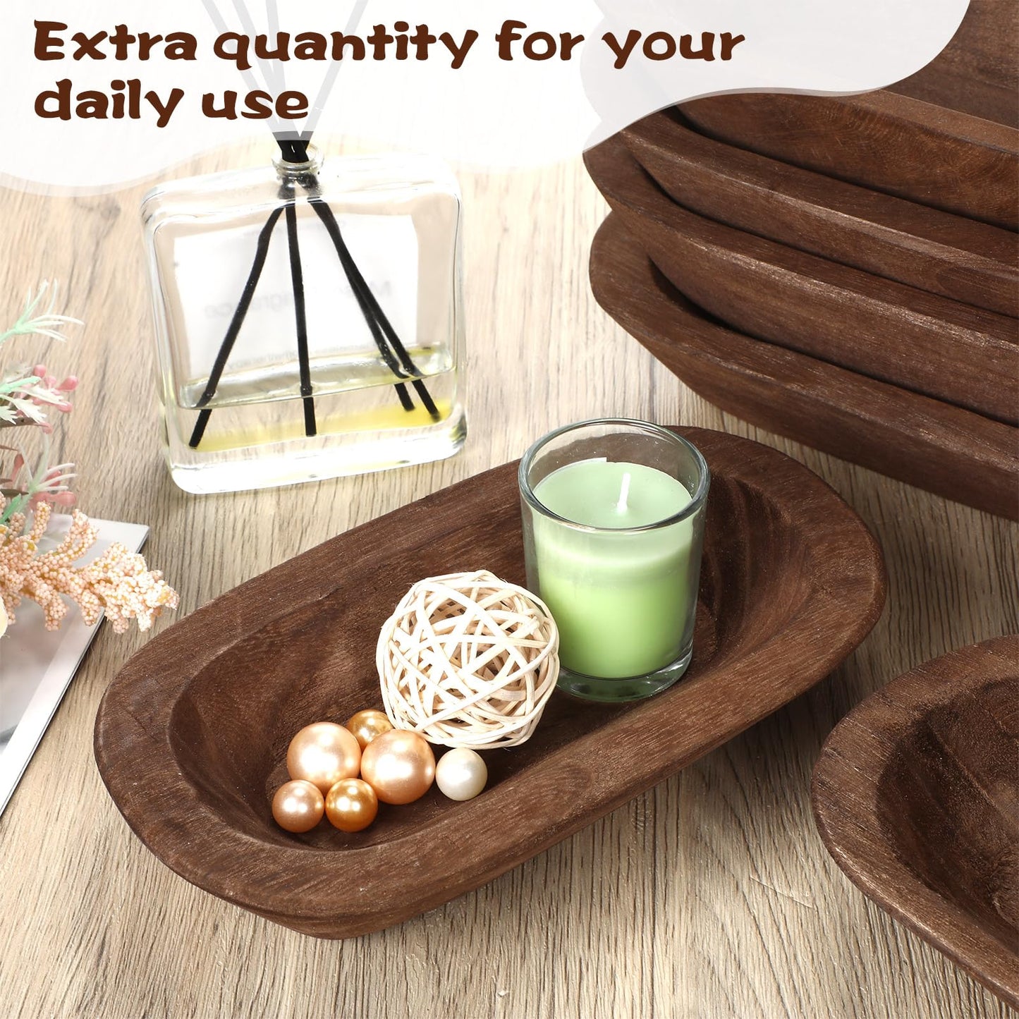 Nuogo 10 Pack Wooden Dough Bowls Bulk Rustic Dough Bowls for Wedding DIY Home Crafts Making Farmhouse Fruits Supplies Decoration(8.5 Inches,Brown)