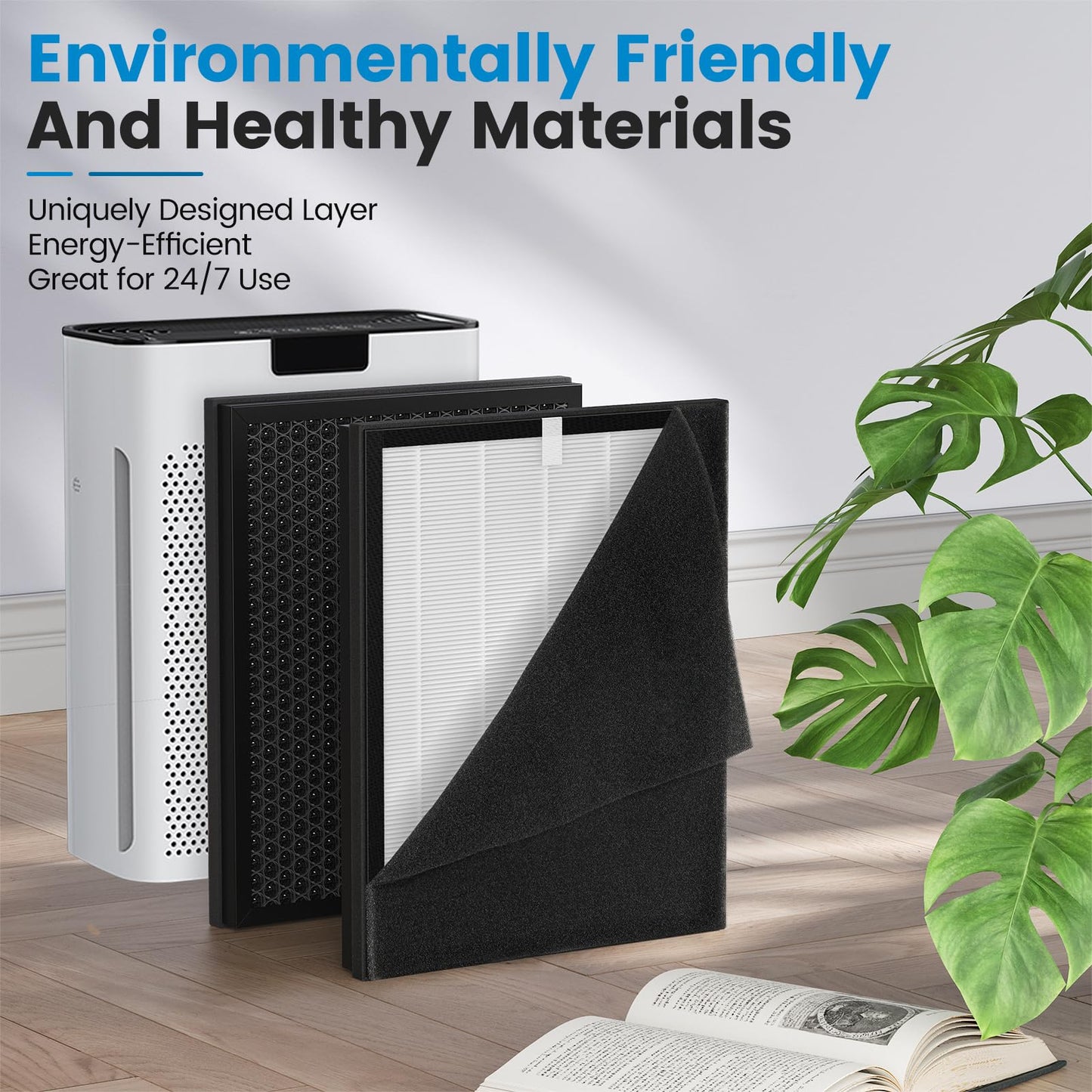 3 Pack KJ190L Filter Replacement Compatible with MOOKA KJ190L KJ190H Air Purifier For Home Large Room 2000 Ft², 3 KJ190 Filters and 6 Washable PreFilters Pet Air Purifier Filters for Bedroom