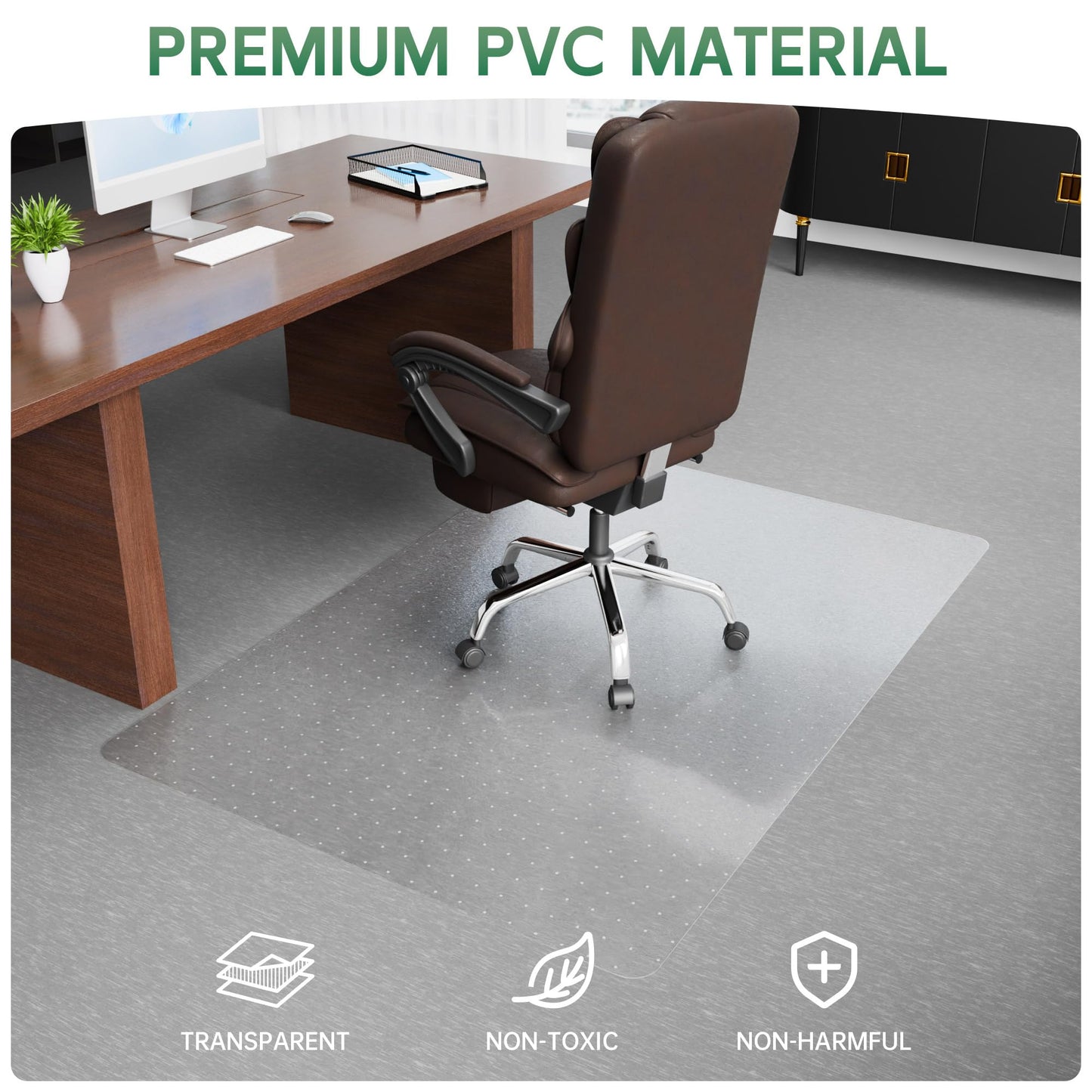Office Chair Mat for Carpet - Clear Thick Desk Chair Mat for Carpet Plastic Floor Mats for Rolling Work and Gaming Chairs with Studs for Low Pile, Flat and No Carpeted Floors