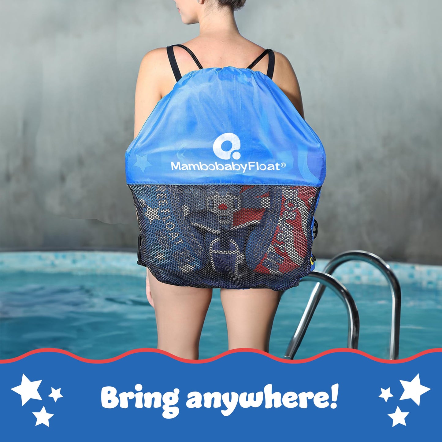 MAMBOBABYFLOAT Sunny Navigator Baby Pool Float with Canopy 2025 — Safe, Comfortable, Adjustable American Flag Pool Float w/Sun Protection, Air-Free Foam Technology, 5-Way Buckle System