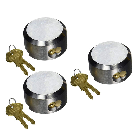 Mardili Hidden Shackle Trailer Puck Padlocks with Keyed Alike, 2-7/8" Puck Lock,Moving Trucks & Vans Door Lock, Soild Steel, Pack of 3