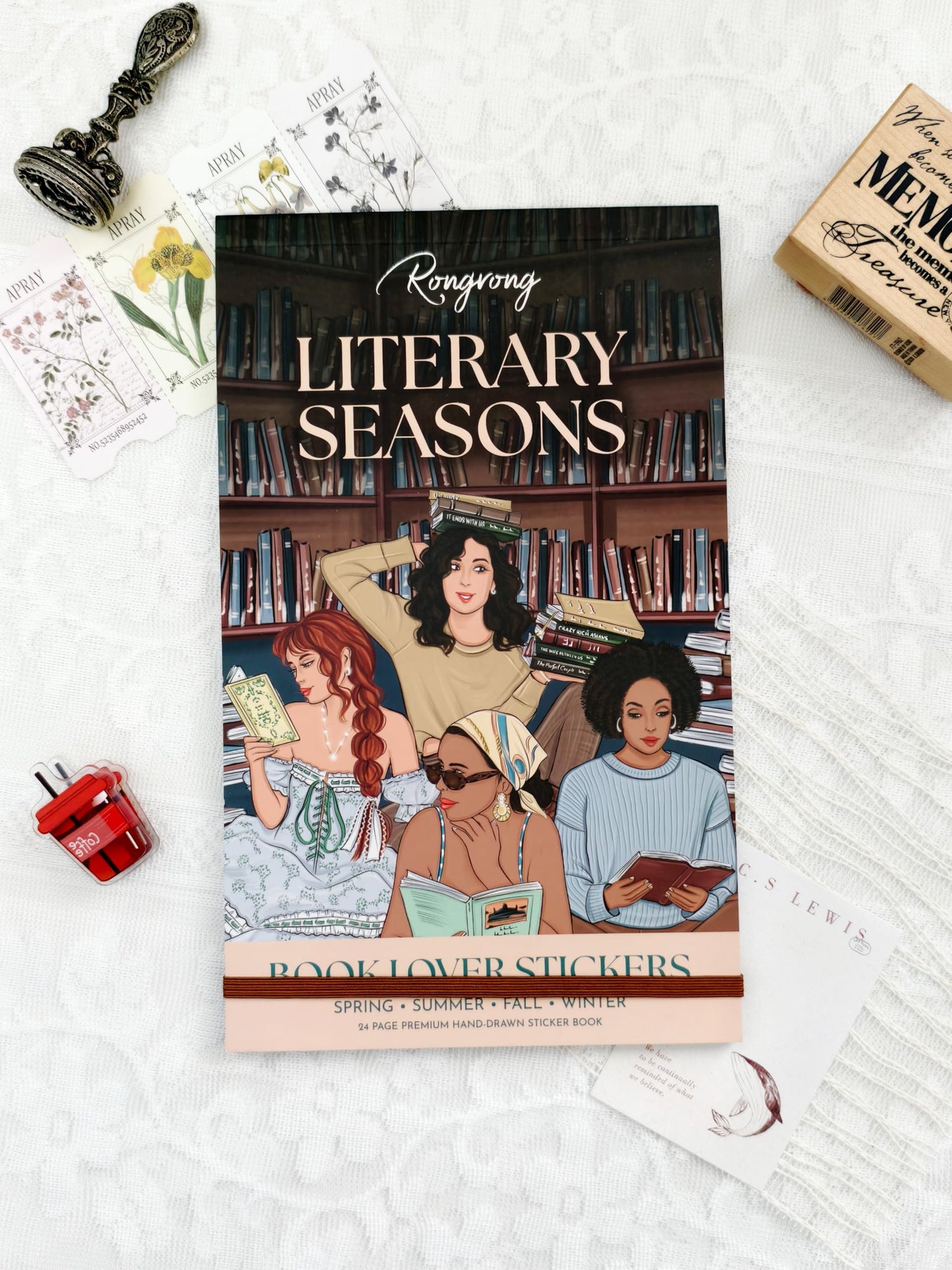 Literary Seasons Sticker Book – Book Lover Planner Stickers for Journaling, Scrapbooking & Reading Tracker, Seasonal Decorative Stickers for Winter Spring Summer Fall, Bookish Stationery Gift