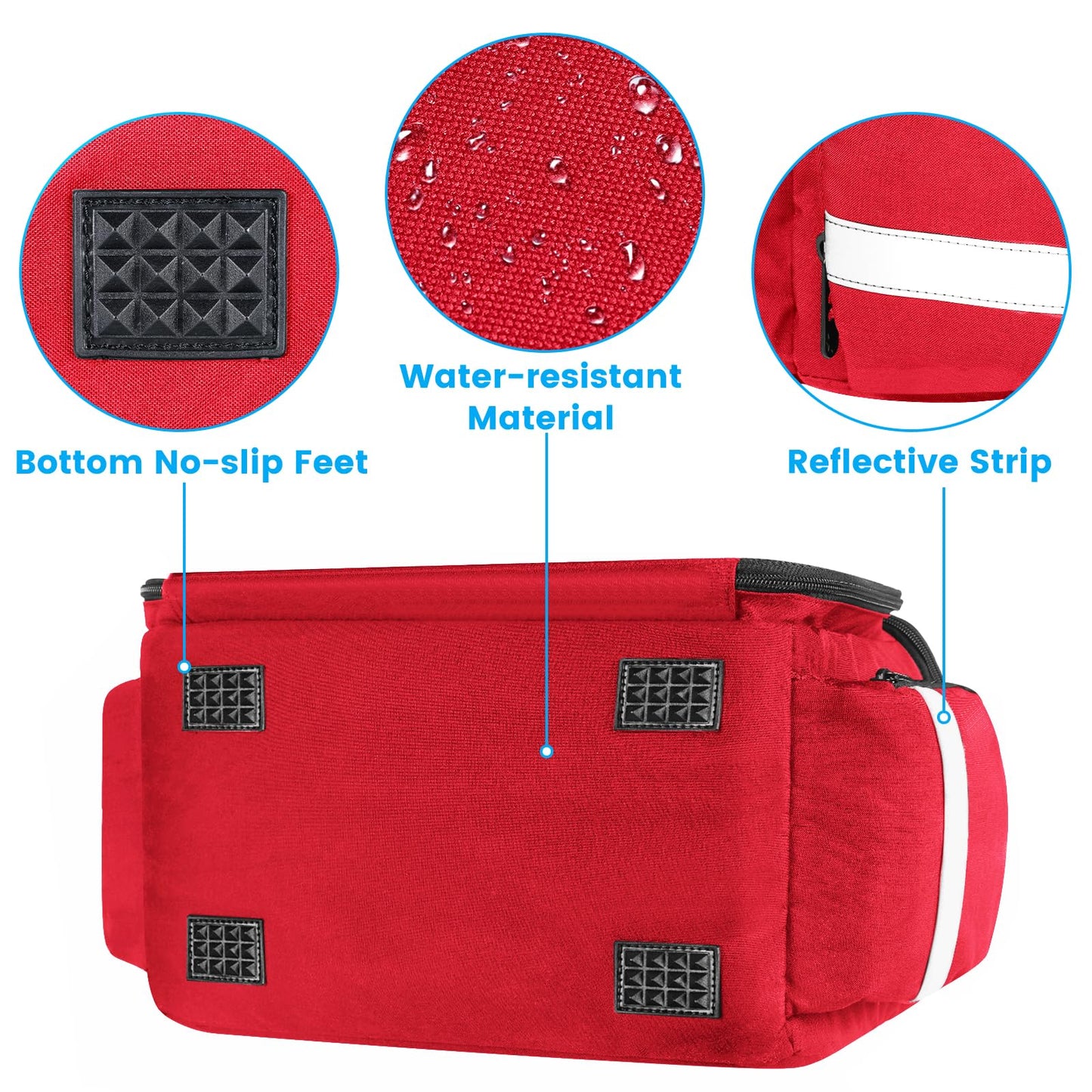 Mancro Medical Bags, Large Medication Storage Empty, Water Resistant Pill Bottle Organizer for Home, First Aid Responder Bag, Nurse Gifts, Red Medical Supply Organizer