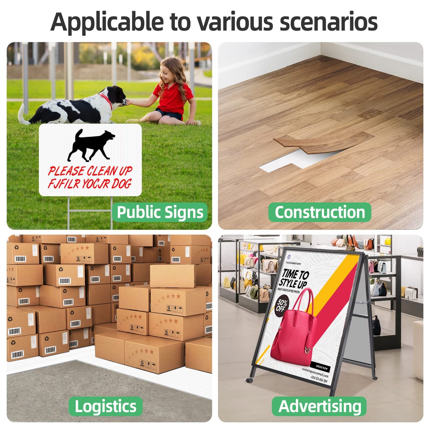 VAIIGO Plastic Sheets 24" x 36", 4mm Blank Yard Lawn Signs, 4 Pack Plastic Poster Board, Coroplast Sheets for Garage Yard Sale Sign, A-Frame, Warnings, Divider, Crafts, Packing