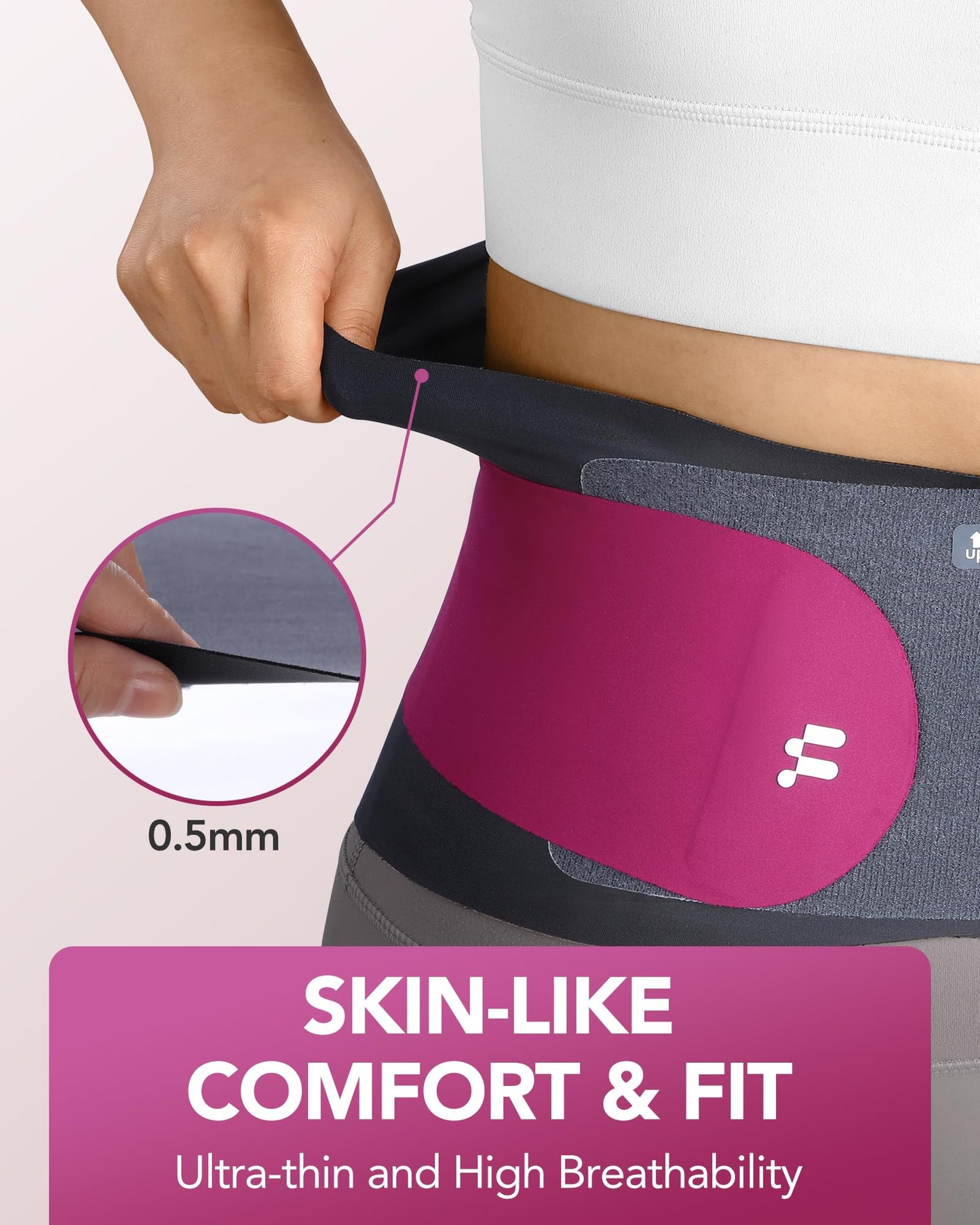 0.5mm Ultra Thin Back Brace with 3D Lumbar Pad, Seamless Yoga Fabric, Lightweight Back Brace for Lower Back Pain Women Men, Sciatica, Posture, Back Support Brace for Wearing Under Clothes