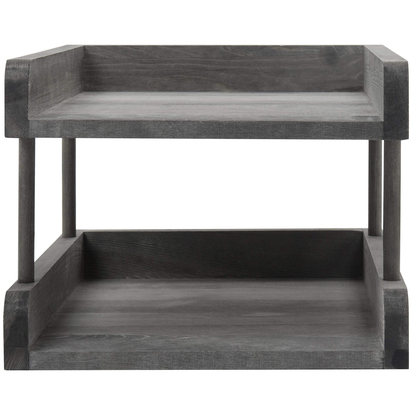 MyGift 2-Tier Rustic Gray Wood Paper File Organizer in and Out Tray/Office Desktop Document Holder Rack