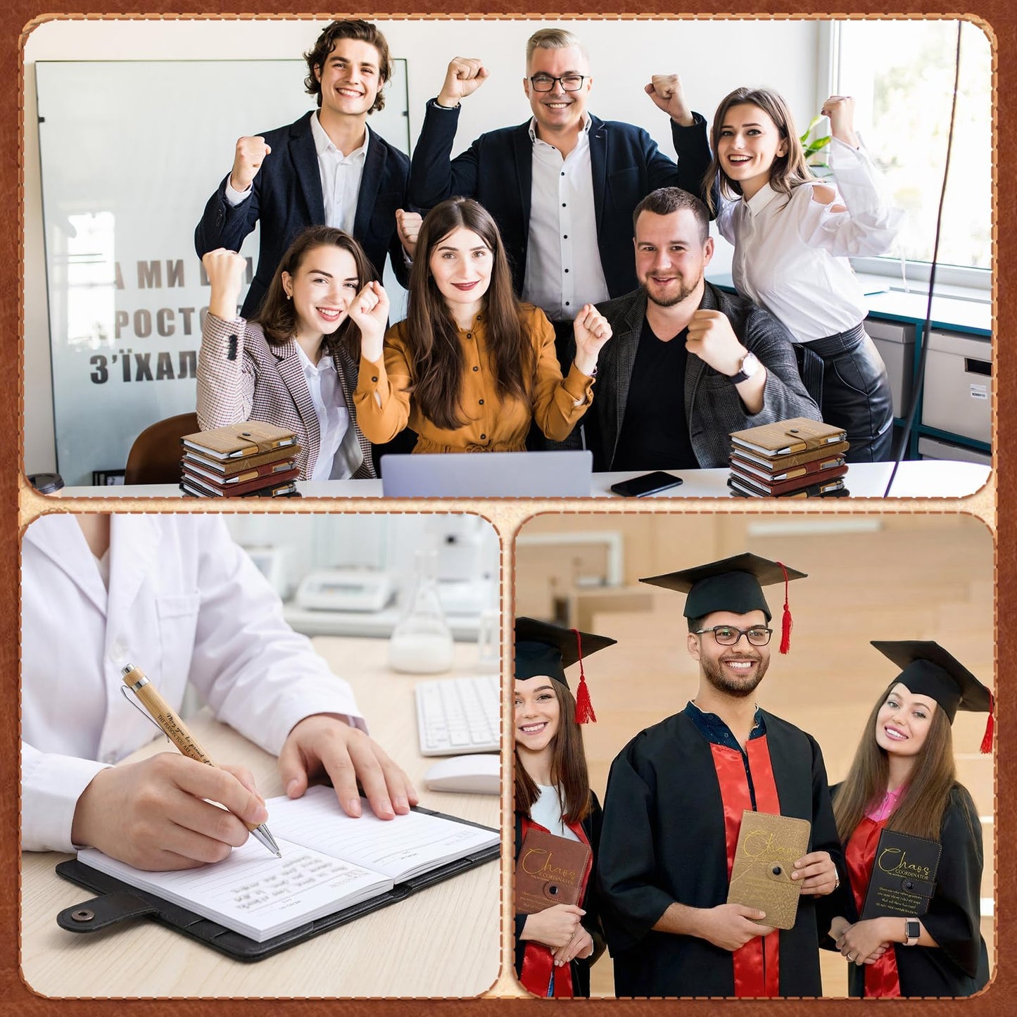 Marspark 15 Set Chaos Coordinator Employee Appreciation Gifts Inspirational A5 Leather Notebooks with Pens Thank You Gifts for Graduation Men Women Teacher Manager Boss Father's Day