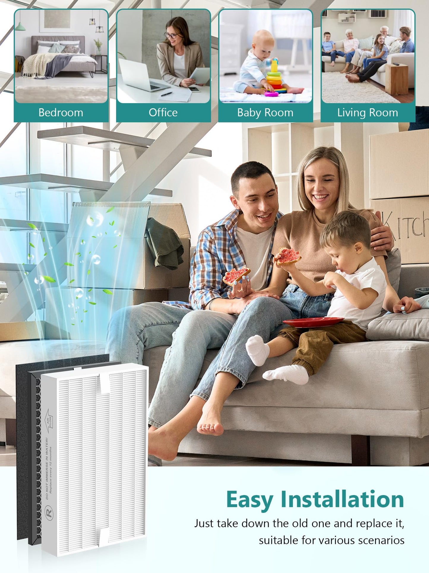 8-Pack HPA5100B Replacement Filter Compatible with Honeywell Air Purifiers HPA5100 HPA5150 HPA3100, 2 Premium, 2 S Carbon and 4 A Pre-Filters, Part # HRF-R1 HRFSC1 HRF-ARVP100 HRF-A100