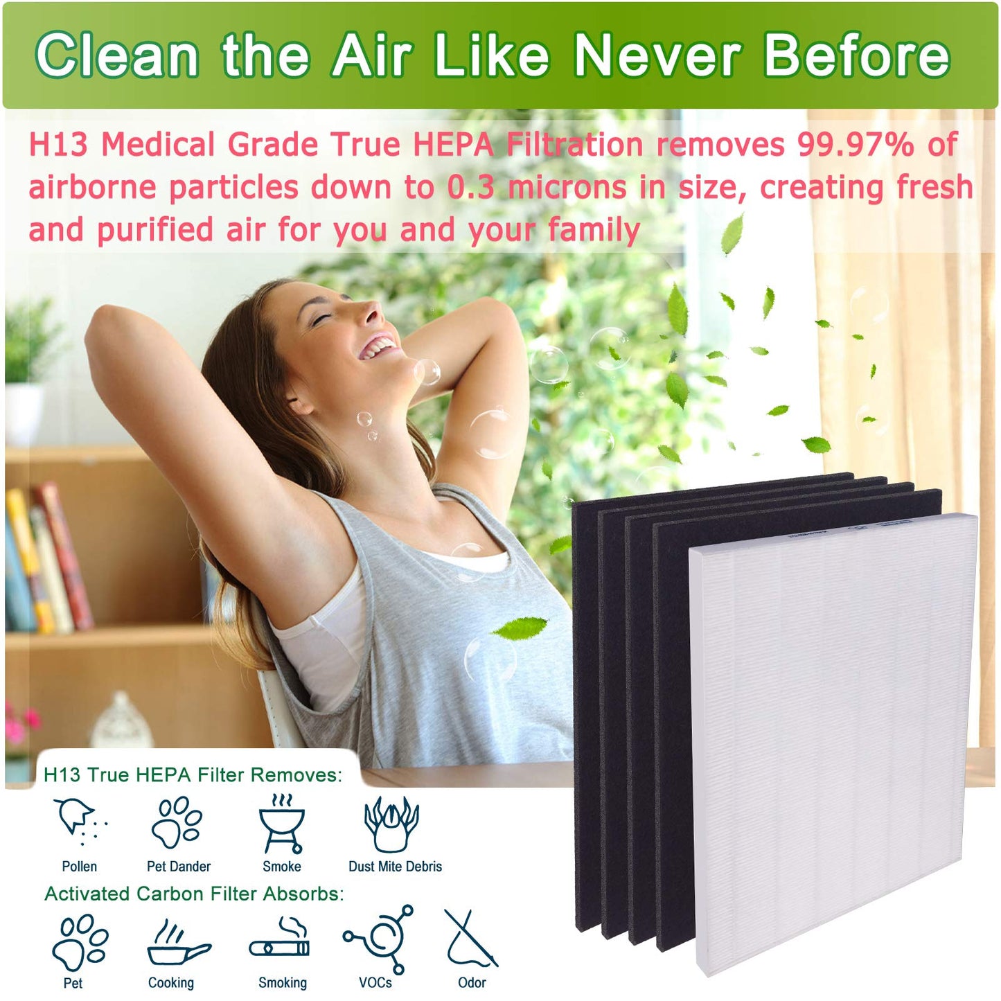 Flintar D480 Filter D4, Compatible with Winix D480 Air Purifier, Premium Grade Filtration and 4 Activated Carbon Filters, Item Number 1712-0100-02, D4-Filter