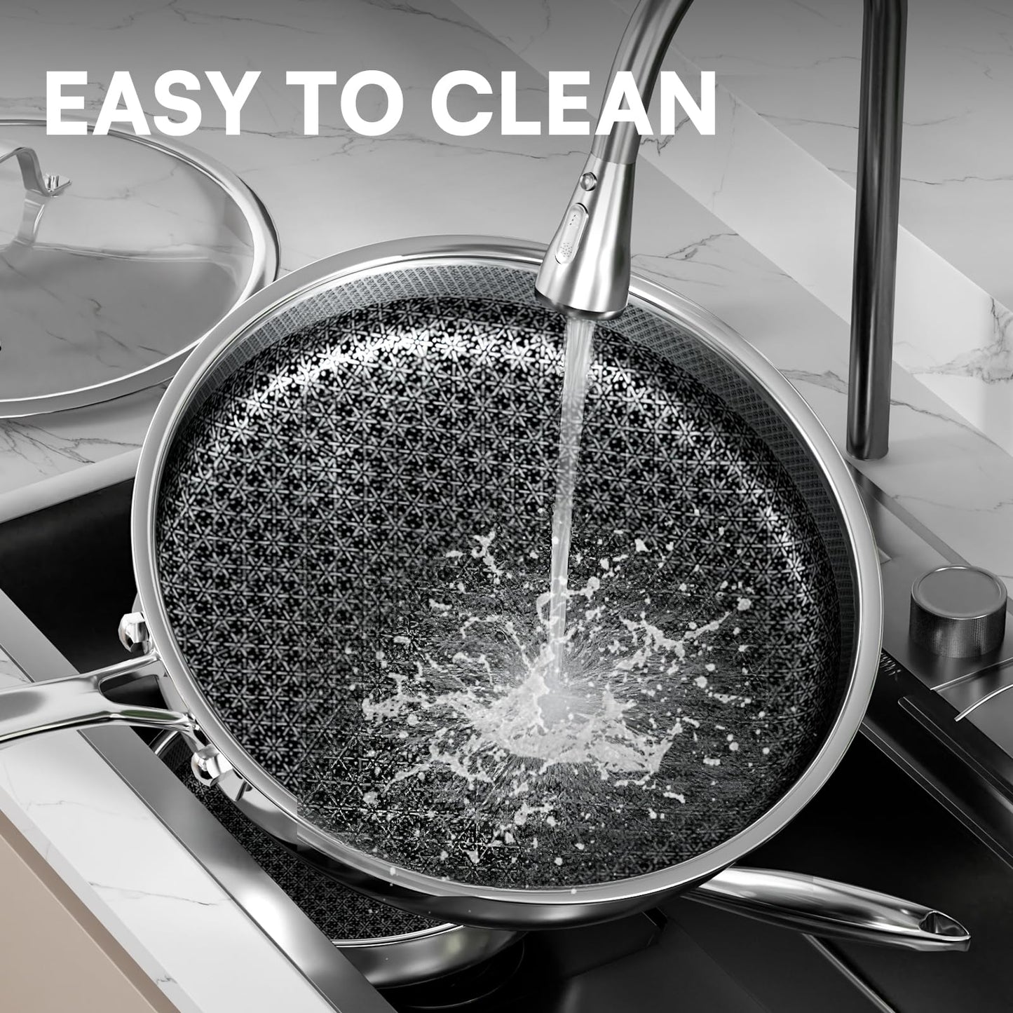 KURRUNGIE Non Stick Frying Pans with lid, 12 inch Hybrid Frying Pans Nonstick, non stick Stainless Steel Skillets, Dishwasher and Oven-Safe, nonStick Cookware, Induction Compatible Cooking Pan