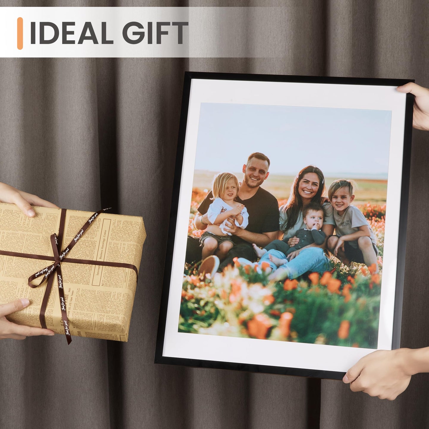 upsimples 18x24 Picture Frame, Display Pictures 16x20 with Mat or 18 x 24 Without, Wall Hanging Poster Frames, Black, 1 Pack