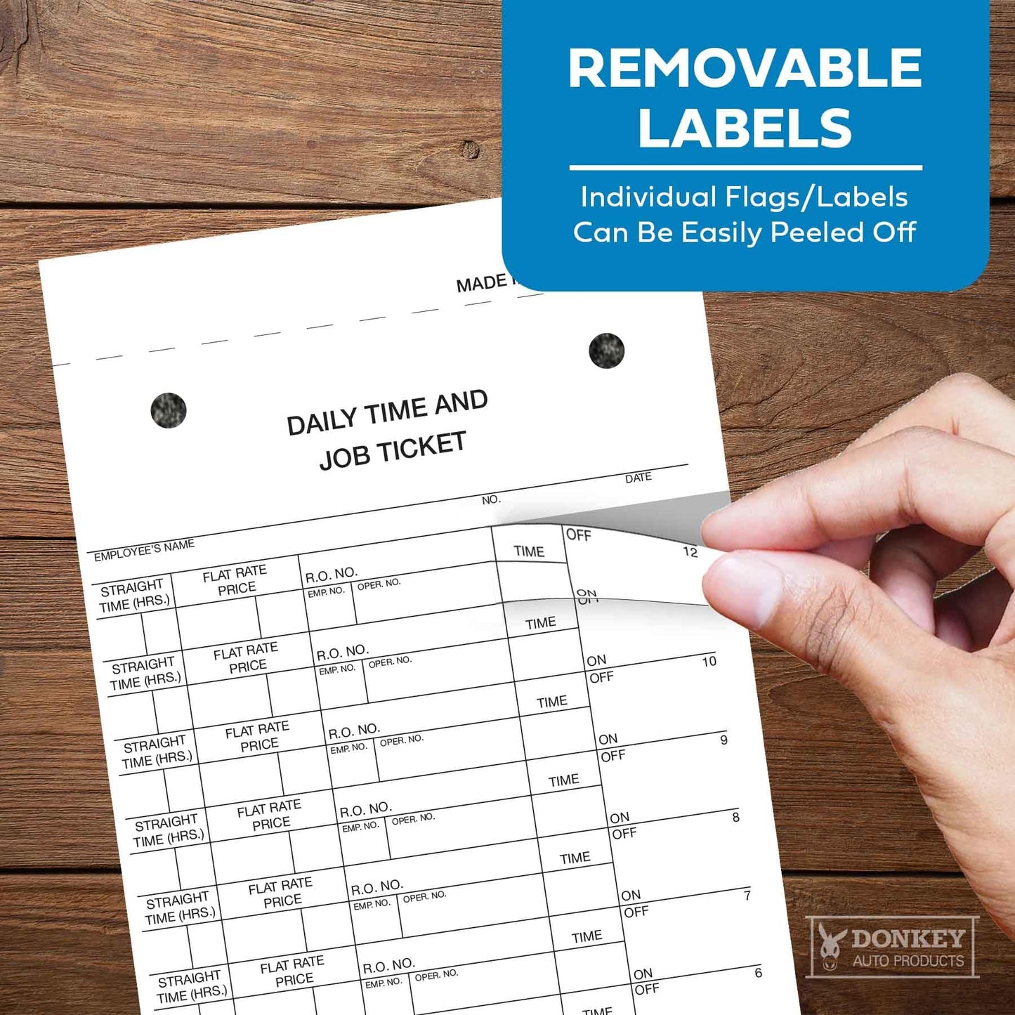 Daily Time and Job Ticket - 10 Labels per Sheet (3-Part) (Form JT-10-PSG) (250 per Box)
