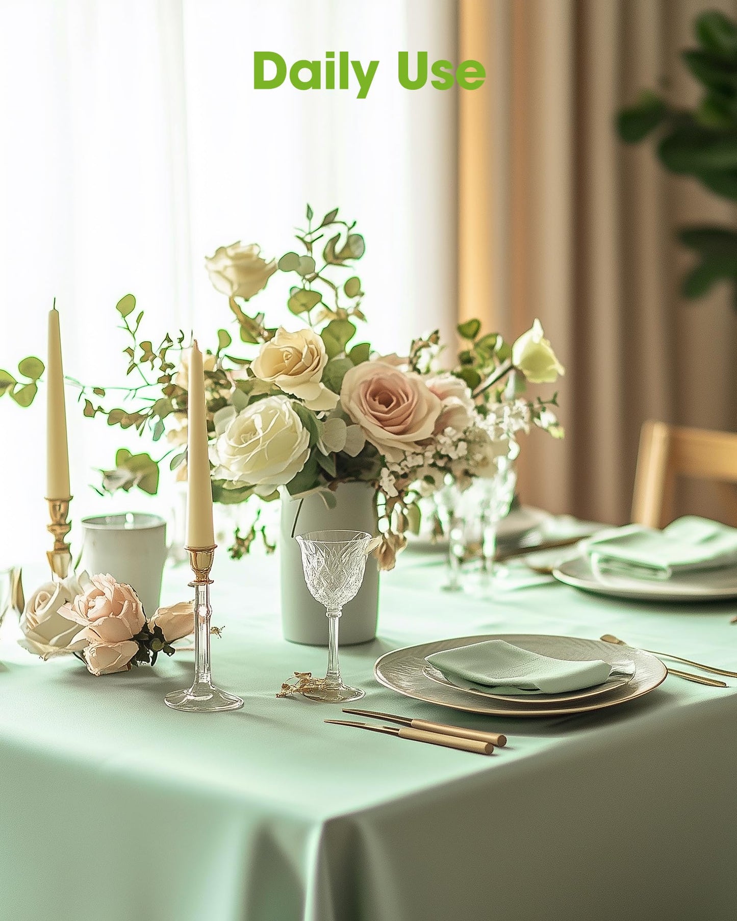 Pureegg Plastic Table Cloth Disposable 20 Pack, 54 x 108 Inch Table Cloths, Easter Party, Decorative Tablecloths, Rectangle, Light, Pastel Plastic Cover, Leakproof & Sturdy, Sage Green