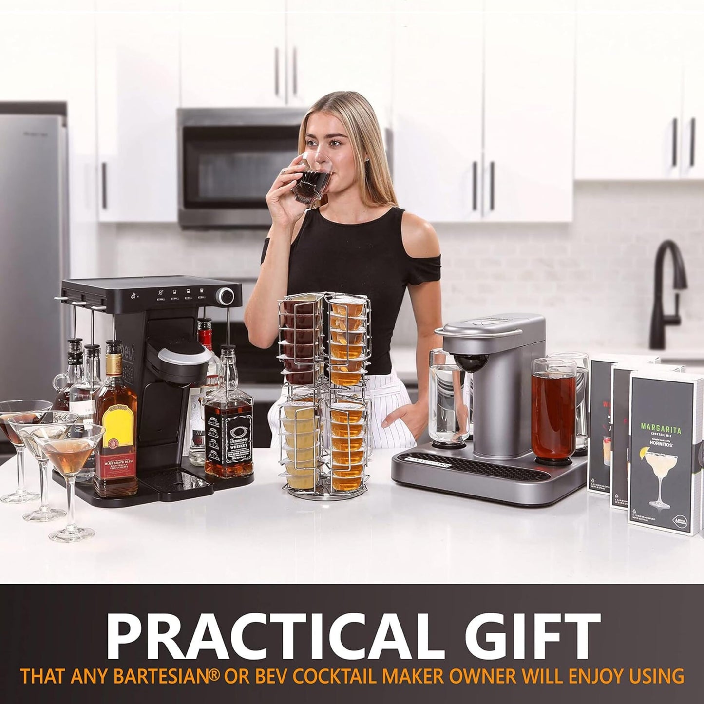 Ksestor Bartesian Capsule Holder - 48 Pod Rotating Storage Carousel, 360 Degree Chrome Tower Stand for Bartesian Cocktail Maker,Countertop Pod Organizer