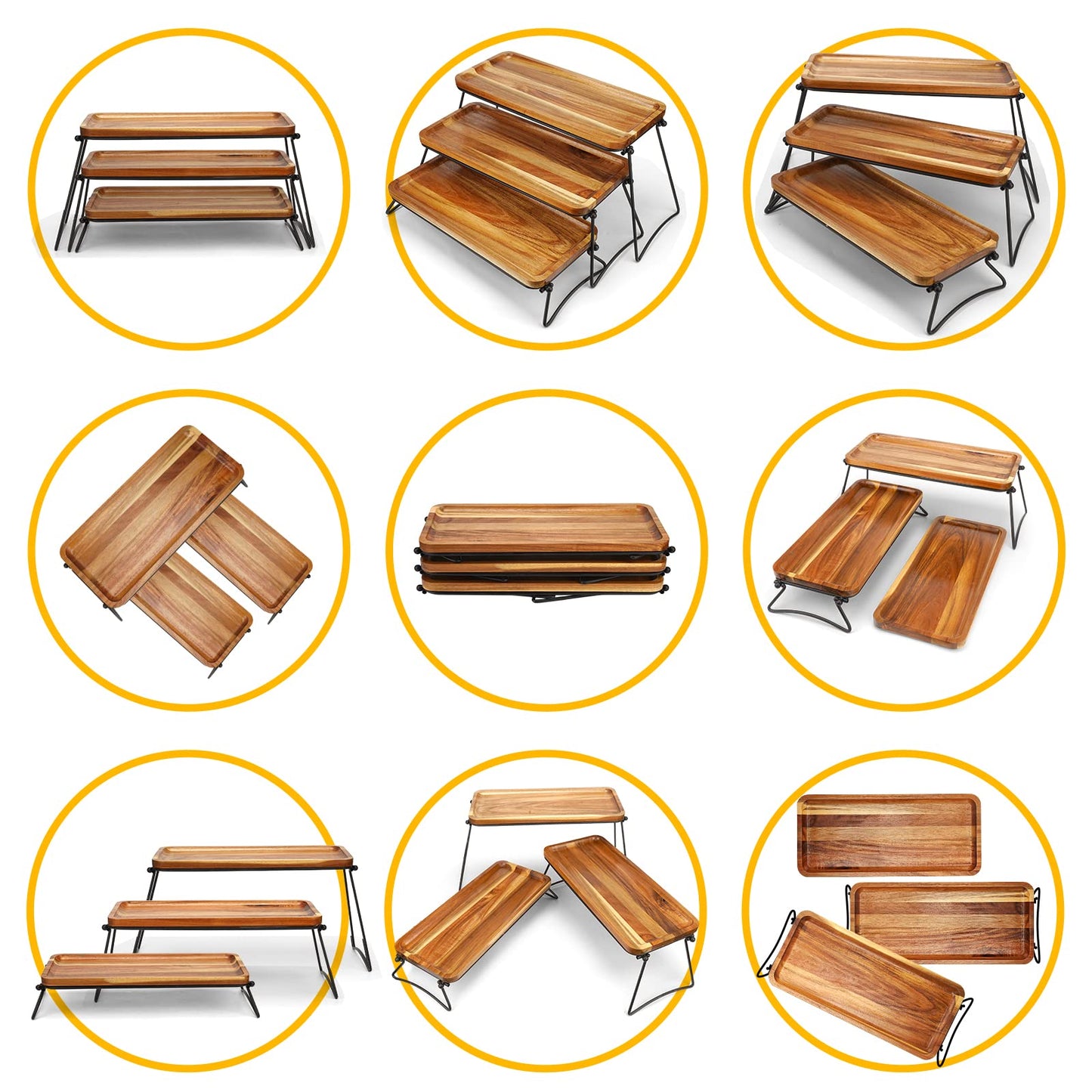 Manspdier 3 Tier Cupcake Stand & Towers Serving Tray for Party, Acacia Wooden Dessert Table Display Set, Decorative Tiered Decor Small Chees Charcuterie Boards Rustic Wood Platters Trays, (A010)