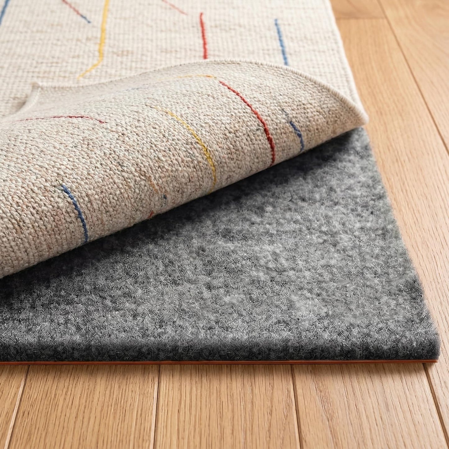 Rug Pad 5 x 7 Ft Non-Slip, Felt and Natural Rubber Backing, 1/4" Thick, Cushioned Gripper Pads, Keep Rugs in Place, Carpet Runners, Protective Padding Under Area Rugs, Hardwood Floors Protection
