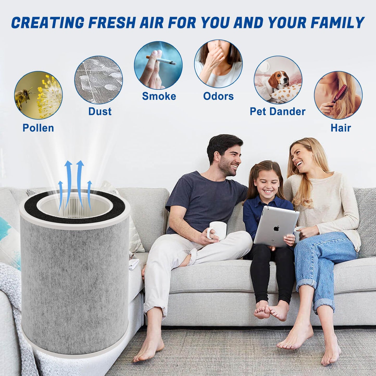 HP202 True HEPA Replacement Filter Compatible with Shark Air Puri-fier HP201, HP202, UA205, AP1000 and 3-in-1