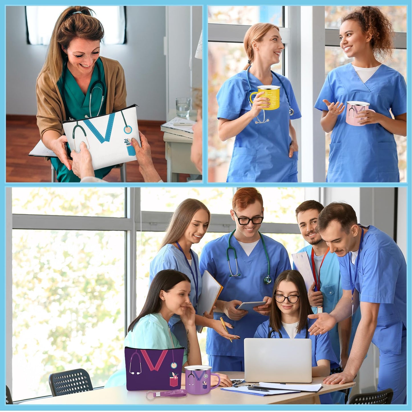 Hushee Nurse Gift CNA Week 2026 Appreciation Gift Include 12 Oz Enamel Mug Stethoscope Sign Designs Makeup Bag Silicone Keychain for Nursing Medical Assistant Thank You Stuffer(18 Pcs,Classic)