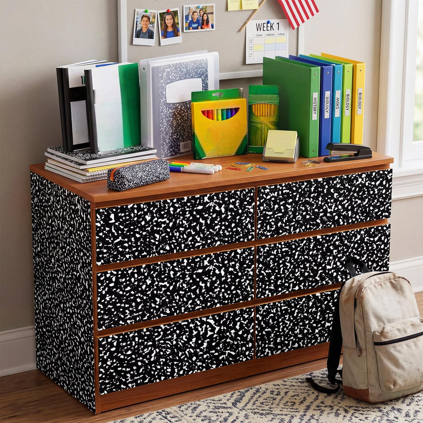 Ctosree 2 Roll Composition Lined Bulletin Board Paper 4x12ft/1.2x3.6m Non Woven Bulletin Background Wallpaper Fade Resistant Board Roll Decoration for Arts Crafts Office School Classroom(Black White)