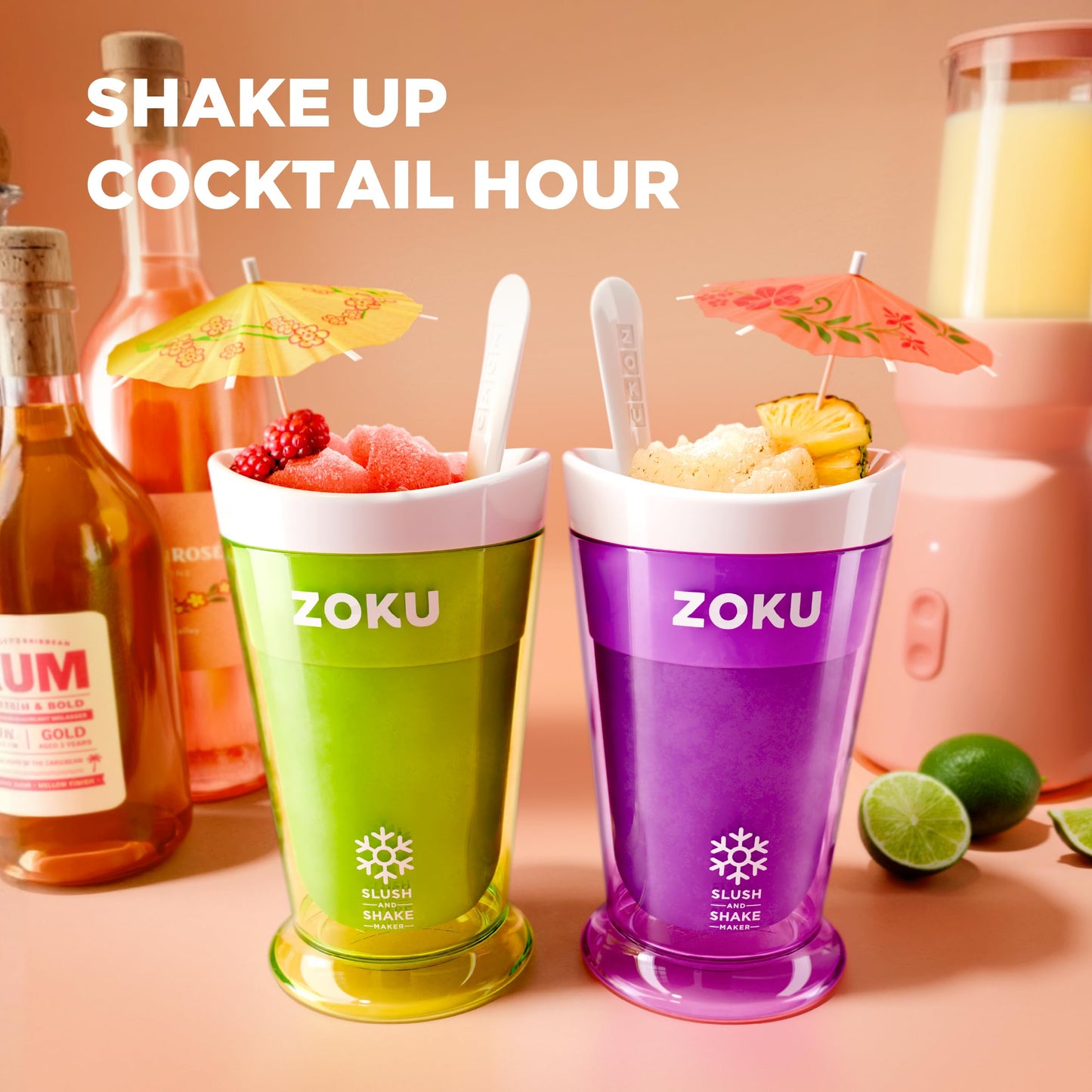 ZOKU Original Slush and Shake Maker, Slushy Cup 3 Pack for Quick Frozen Homemade Single-Serving Slushies, Fruit Smoothies, and Milkshakes in Minutes, Blue/Red/Green Set of 3