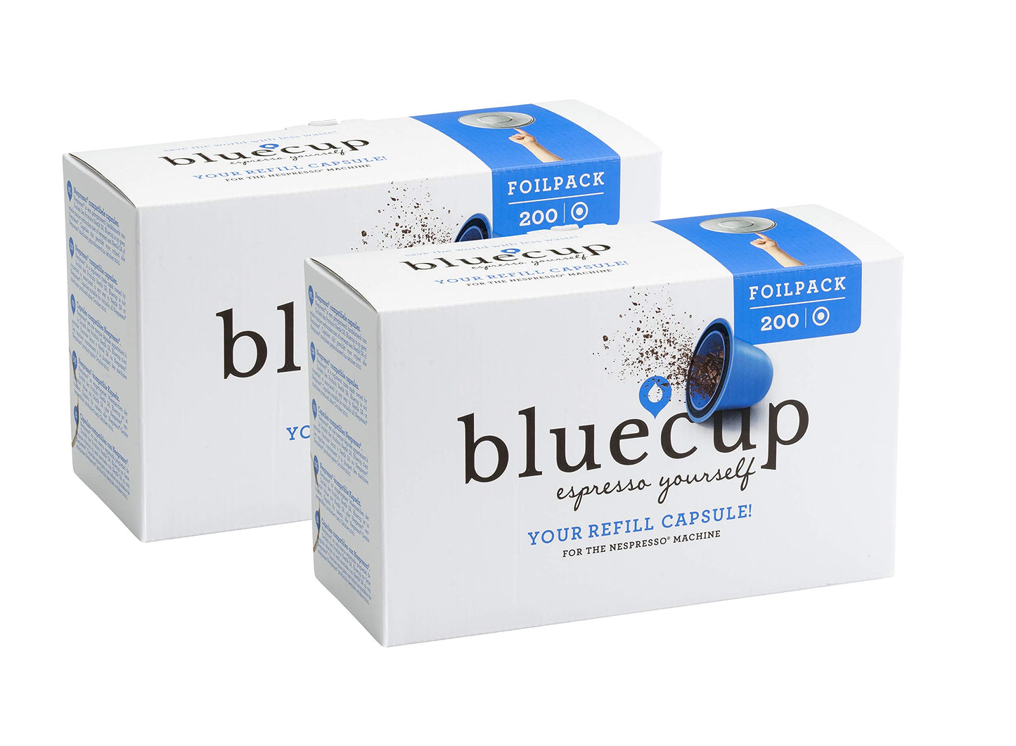 Bluecup Refill Lids for Reusable Nespresso Pods, Family Pack 400 Count — Best Value Single-Use Foil Lids for Bluecup Capsules, Airtight Seal for Bolder Espresso